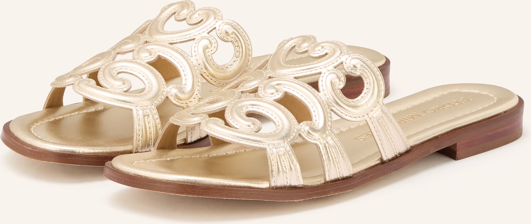 Pedro Miralles Pantoletten Napa Metal silber