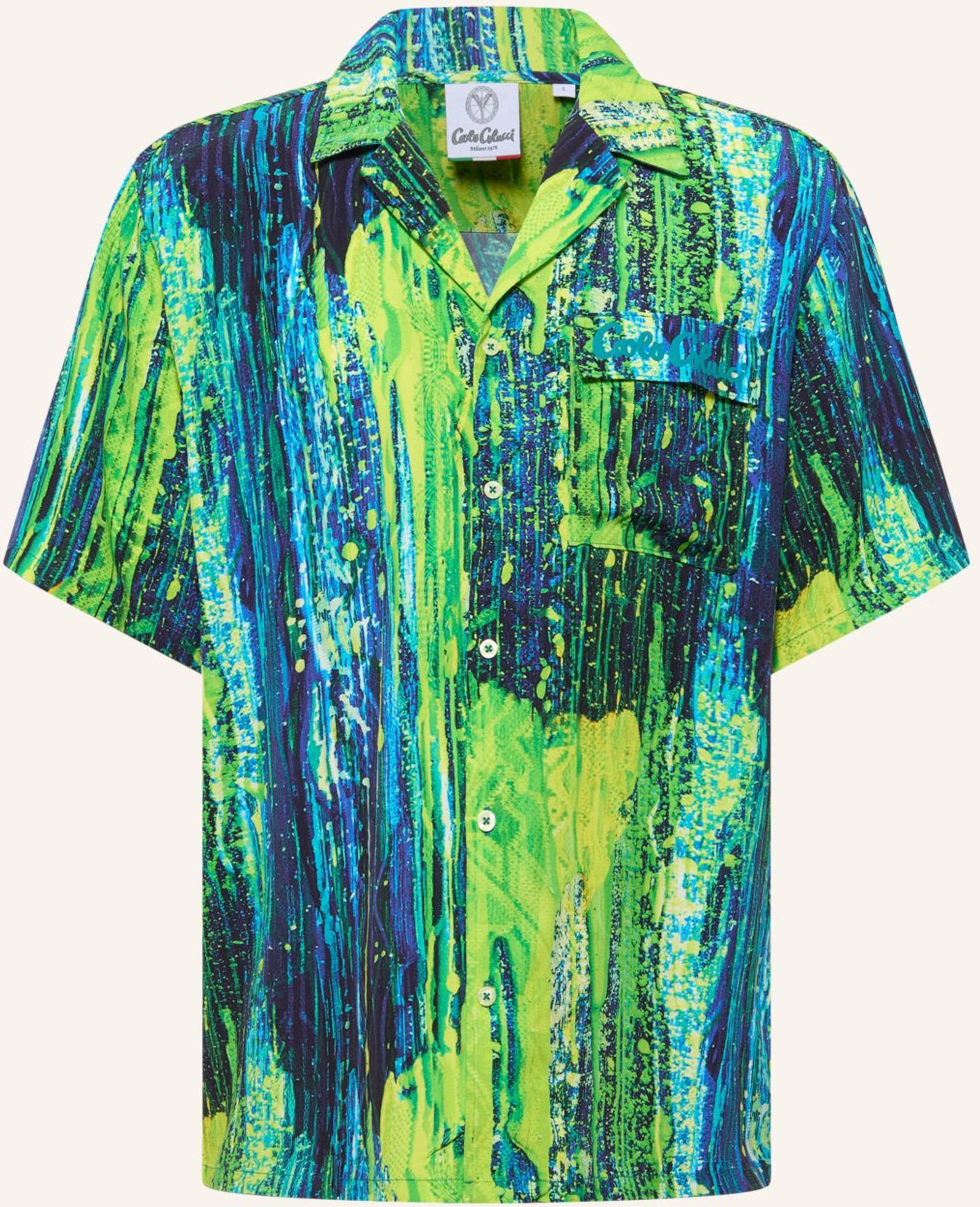 Carlo Colucci Bedrucktes Hemd - Ai Drip Knit Fasoli gruen