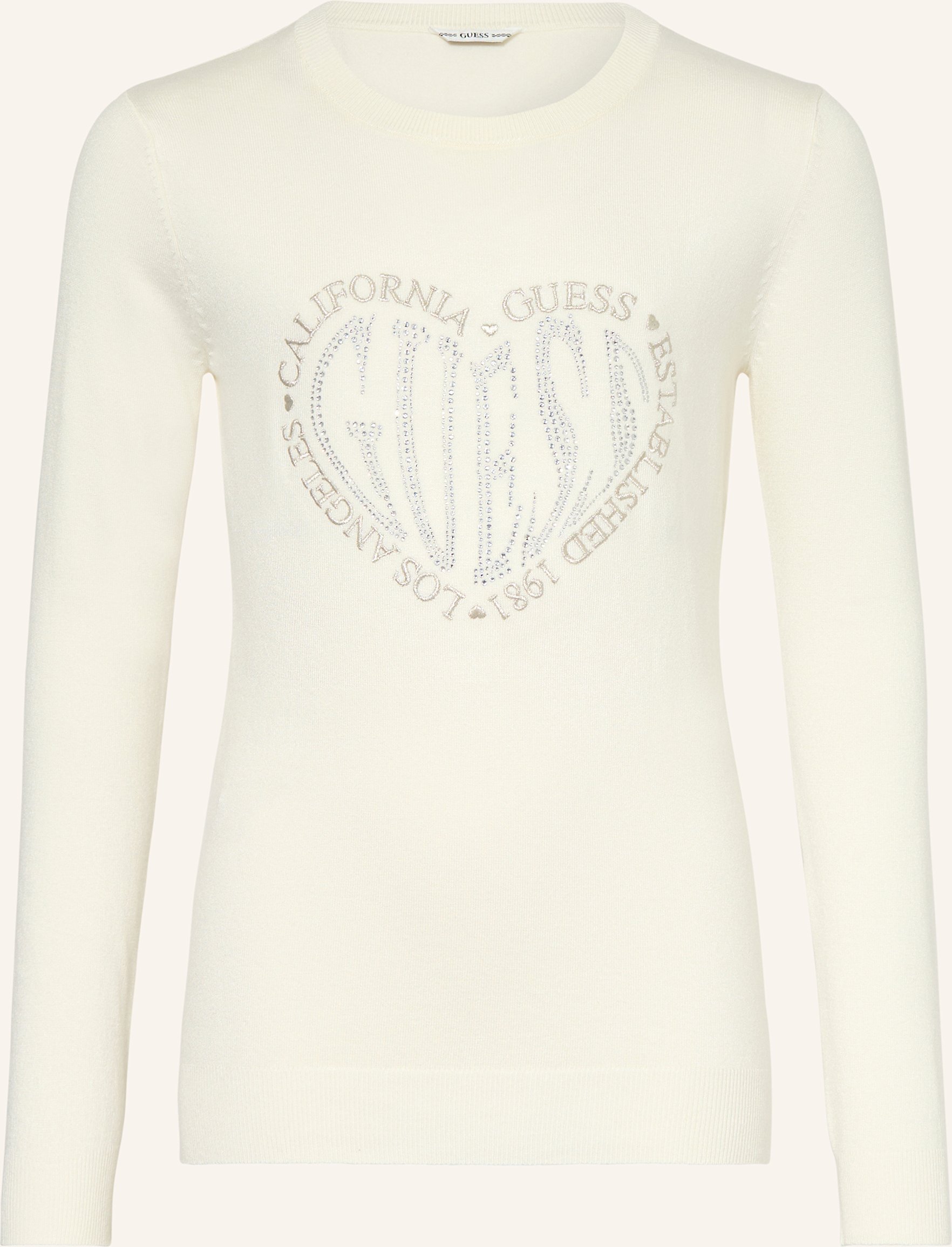 Guess Pullover Mit Schmucksteinen weiss