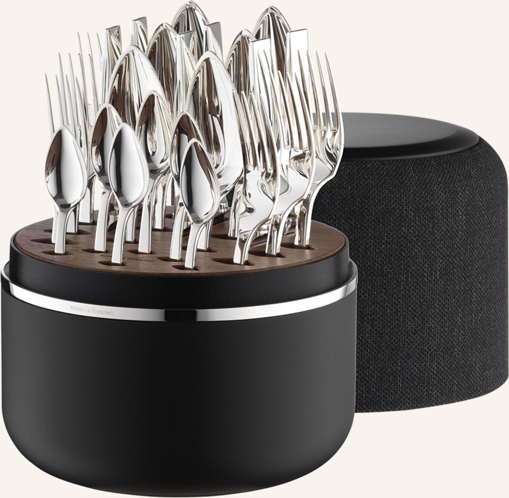 Robbe & Berking 24-Tlg. Besteckset The Box Riva - Frozen Black Edition (150g Versilbert) silber