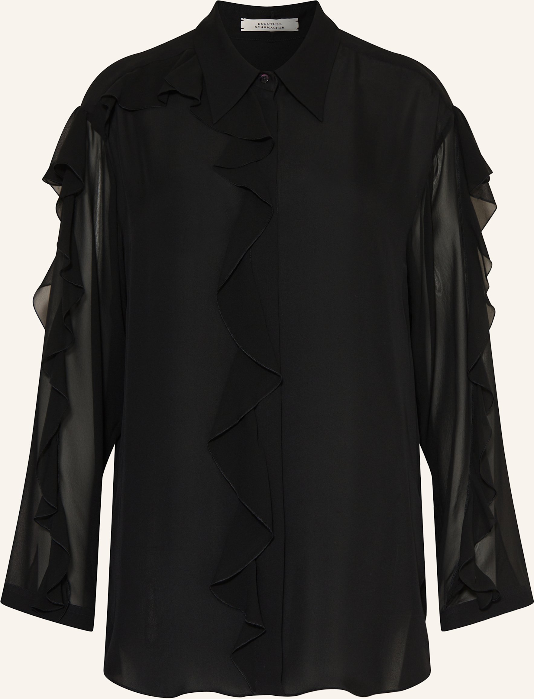 Thumbnail - Dorothee Schumacher Hemdbluse Sheer Twist Aus Seide Mit Volants schwarz