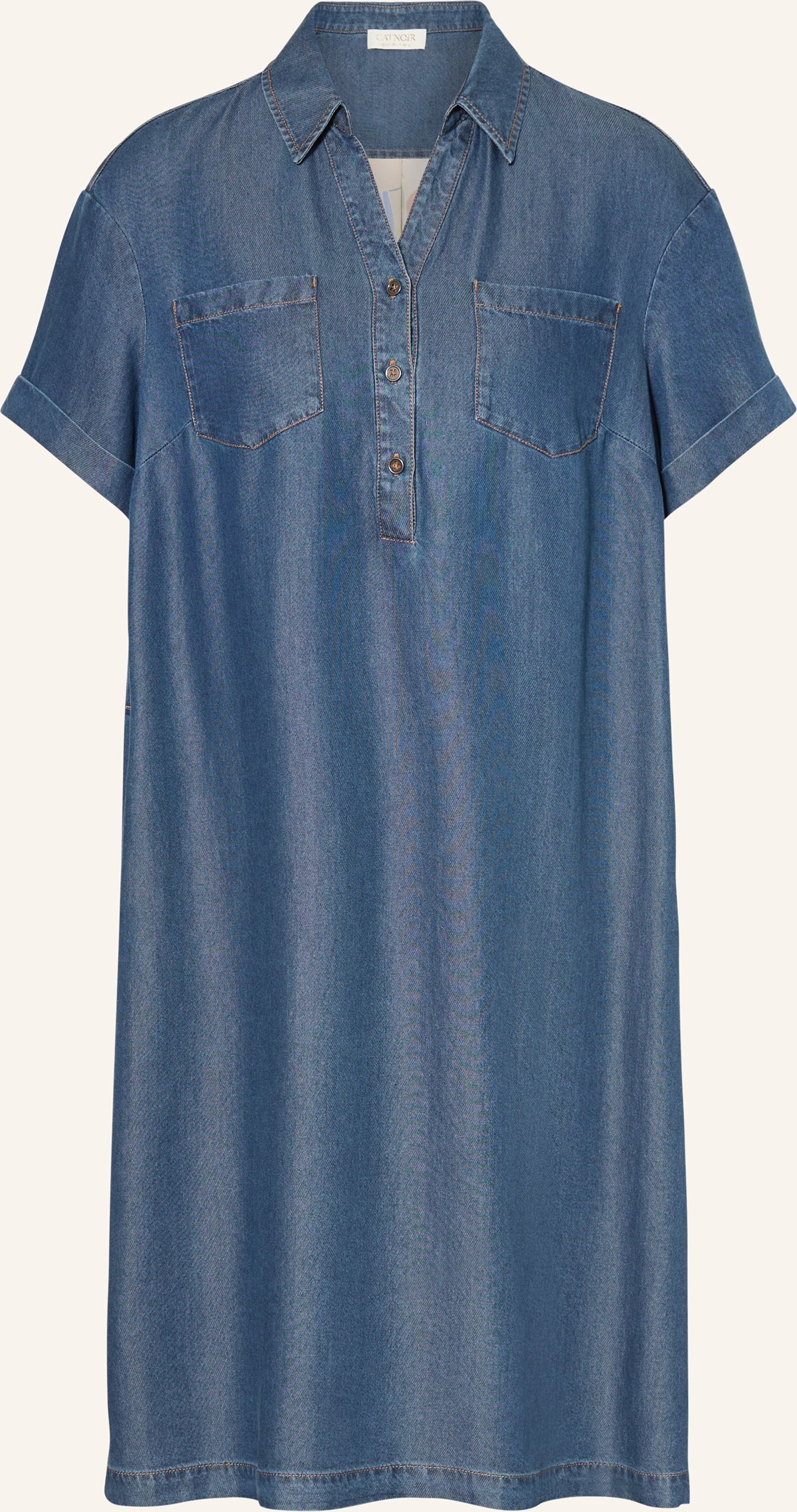 Catnoir Hemdblusenkleid Im Materialmix blau