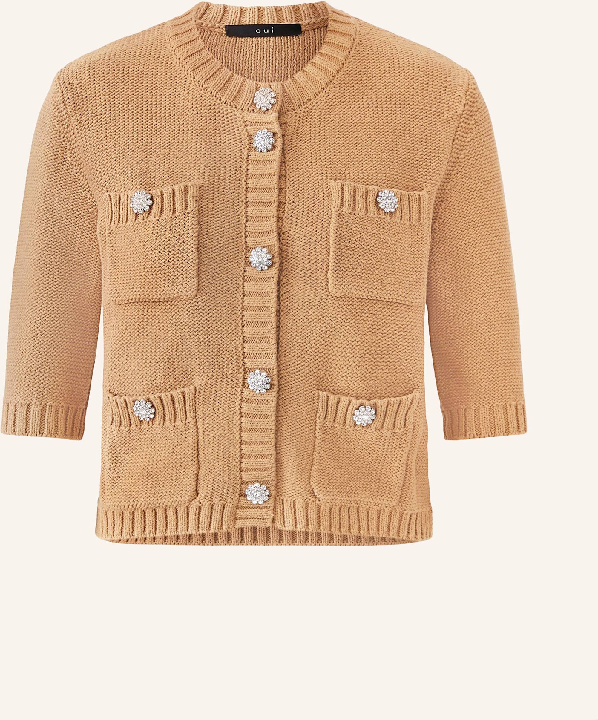 Thumbnail - Oui Strickjacke Mit 3/4-Arm beige