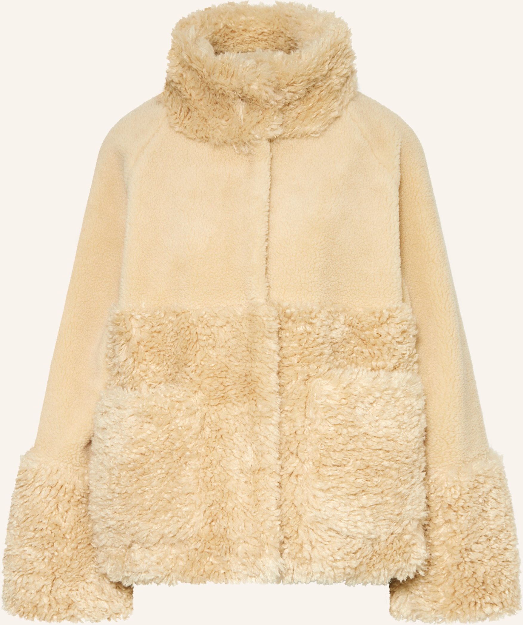 Thumbnail - Darling Harbour Teddyfell-Jacke Mit Kunstfell beige