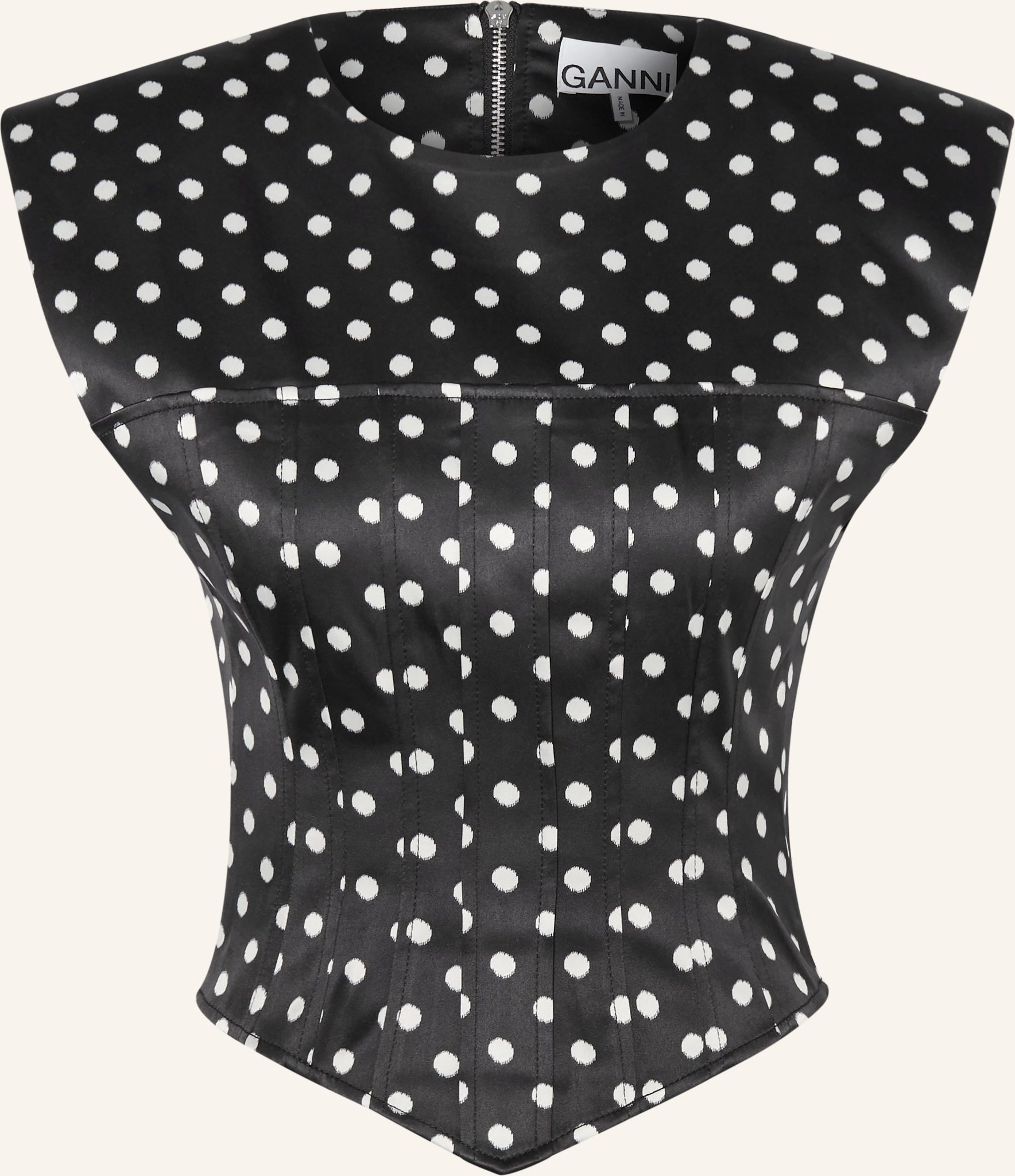 Ganni Blusentop Aus Satin schwarz