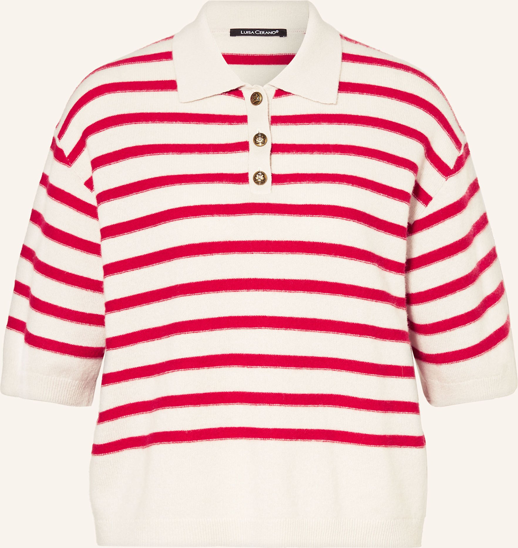 Luisa Cerano Strick-Poloshirt weiss