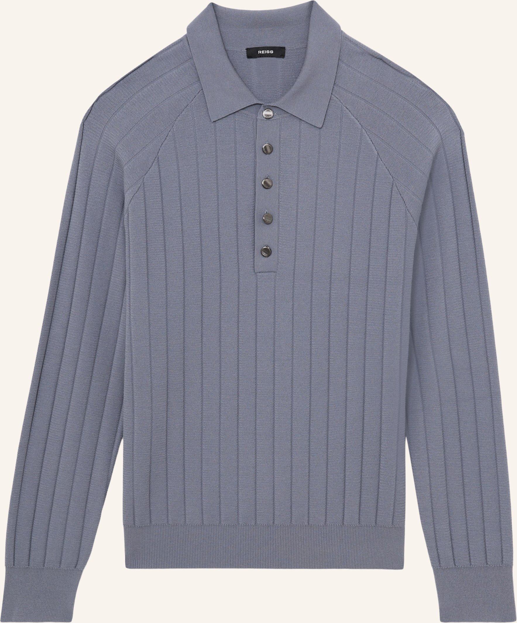 Reiss Strick-Poloshirt Dillingham blau