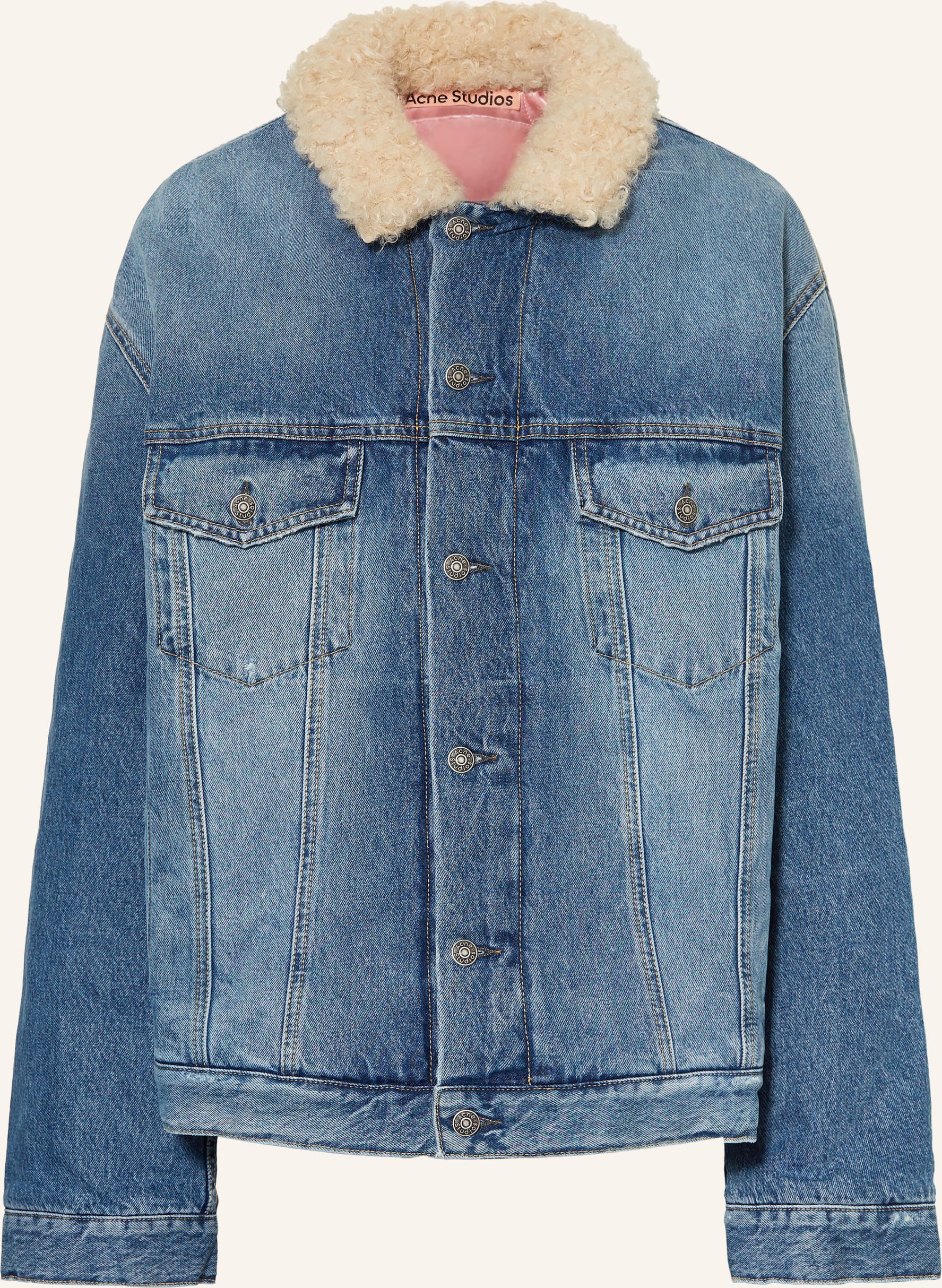 Acne Studios Oversized-Jeansjacke Mit Kunstfell blau