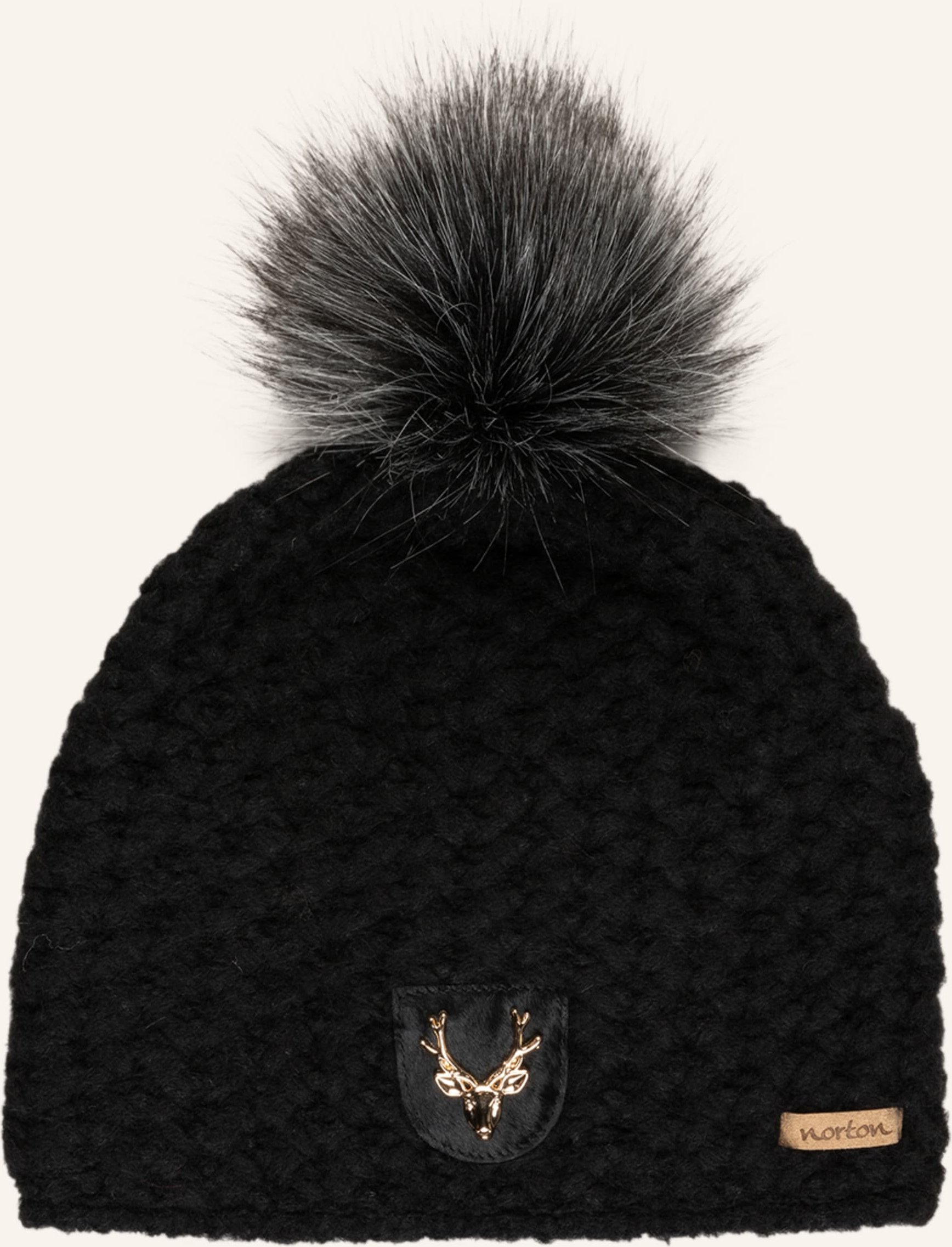 Norton Mütze Mit Kunstpelzbommel schwarz