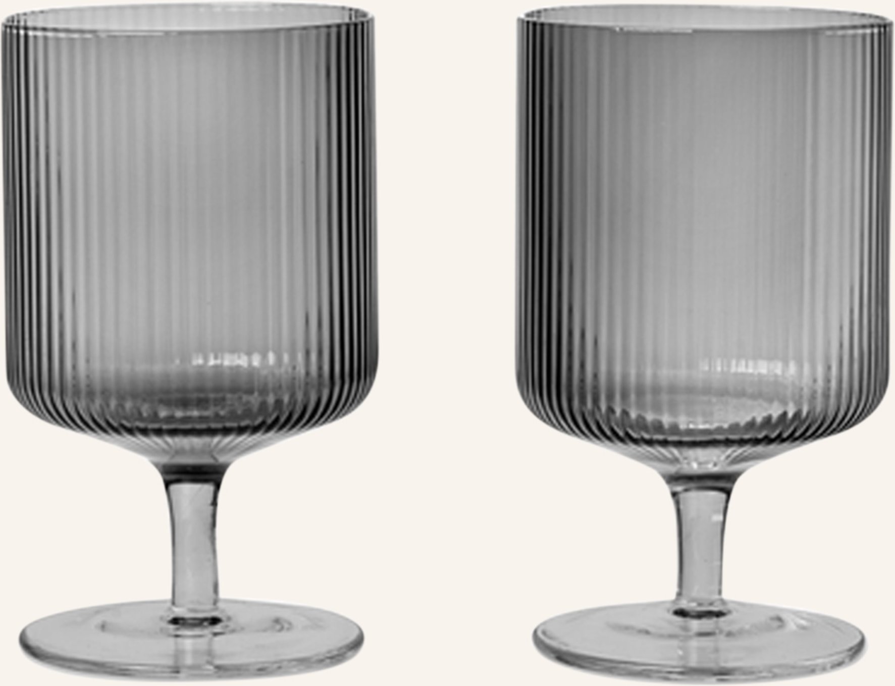 Ferm Living 2er-Set Weingläser Ripple grau