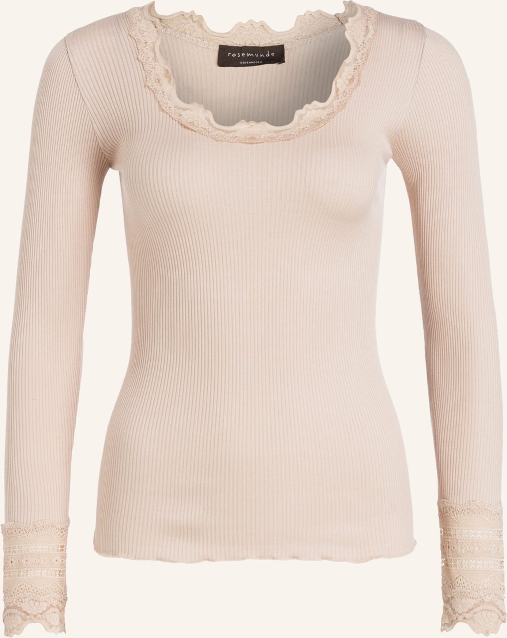 Thumbnail - Rosemunde Longsleeve Benita Aus Seide Mit Spitze beige