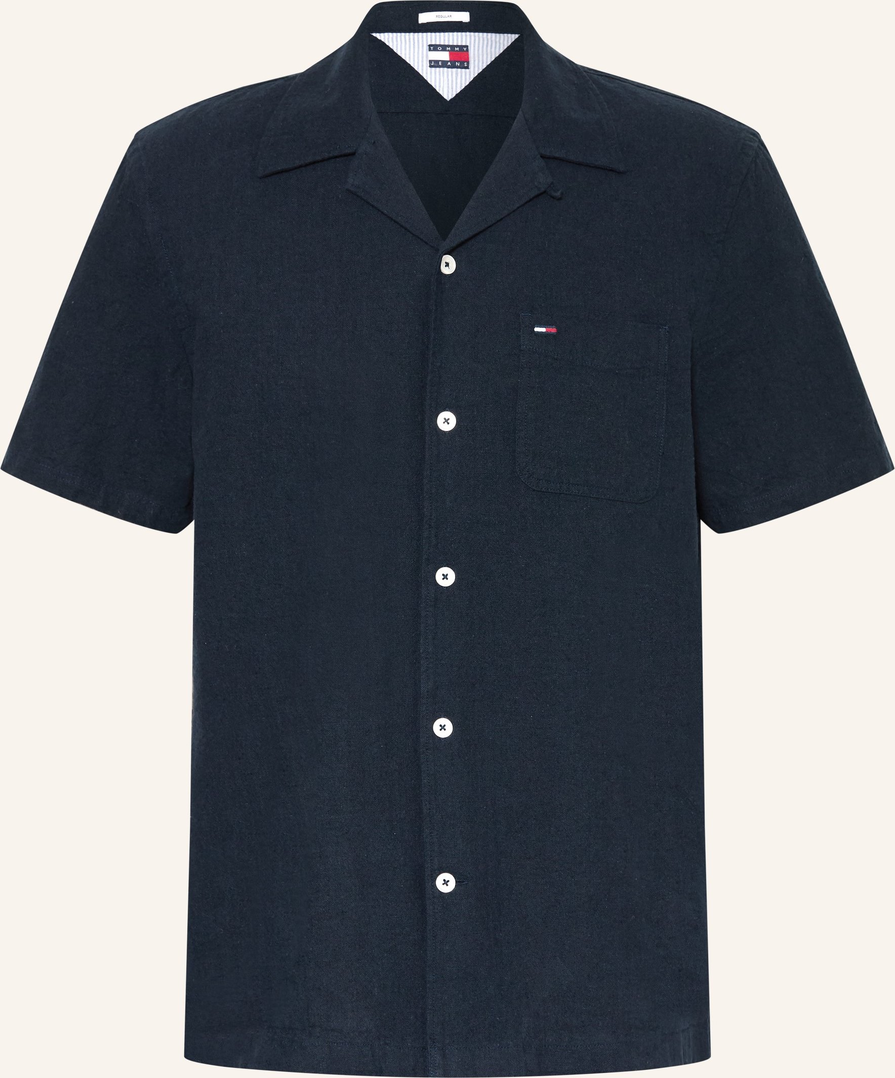 Tommy Jeans Resorthemd Comfort Fit Mit Leinen blau