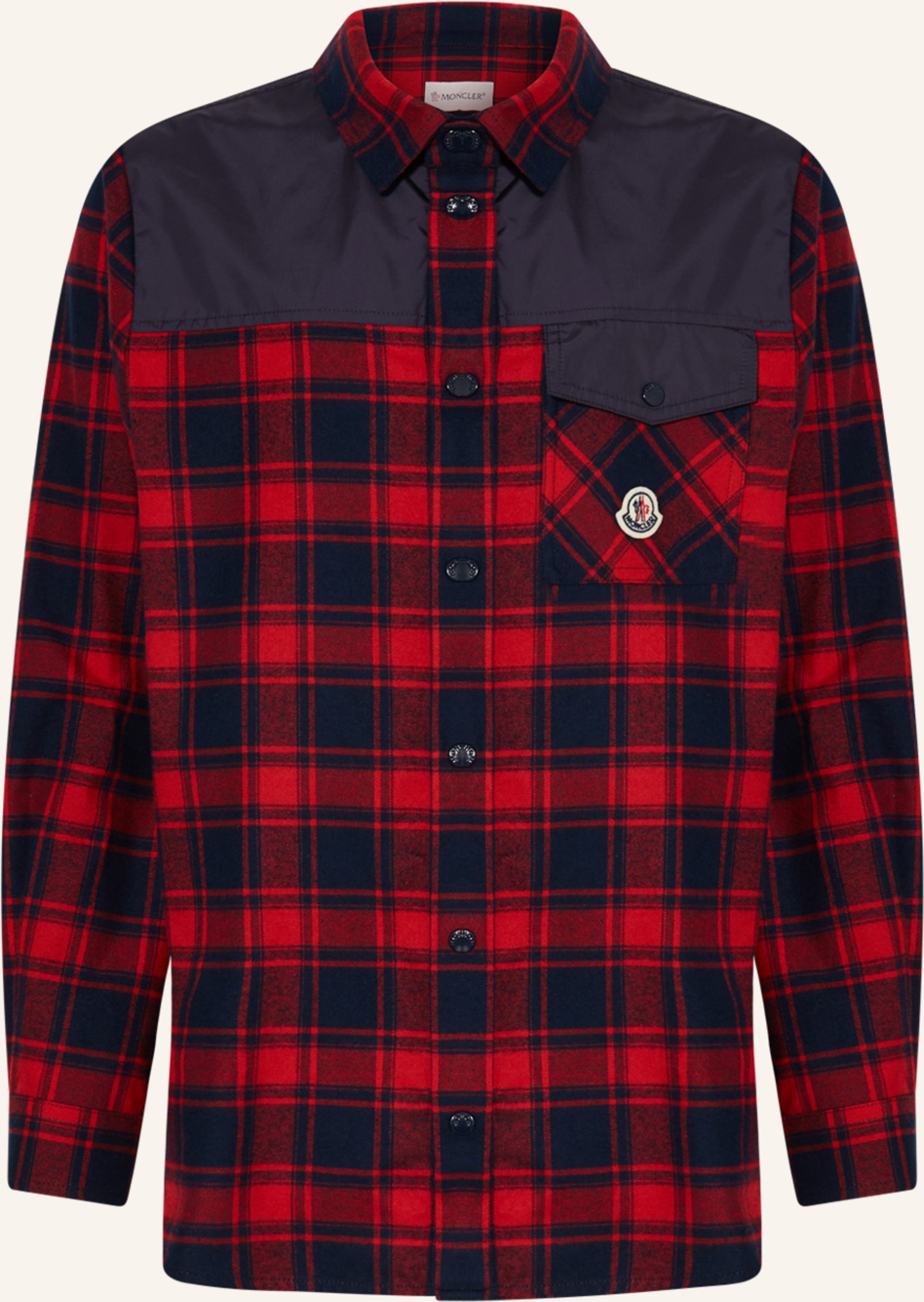 Thumbnail - Moncler Enfant Hemd Im Materialmix rot