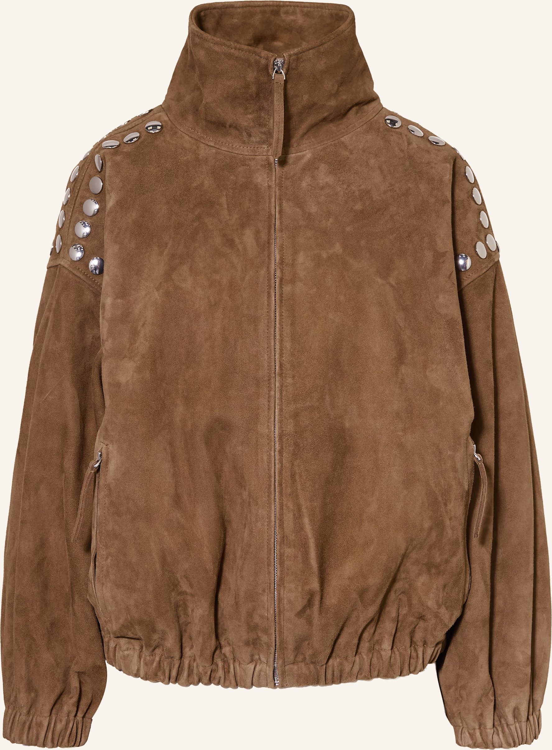 Sandro Lederblouson Mit Nieten braun