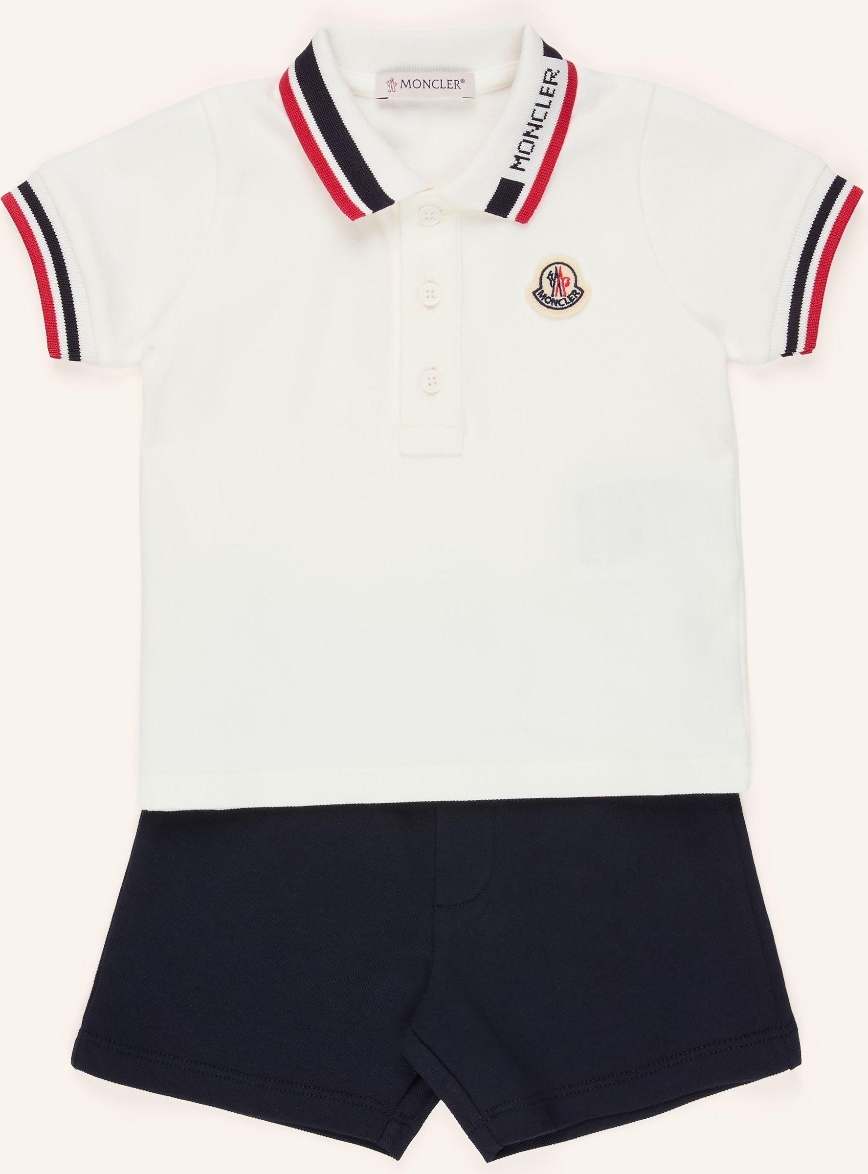 Moncler Enfant Set: Piqué-Poloshirt Und Shorts weiss