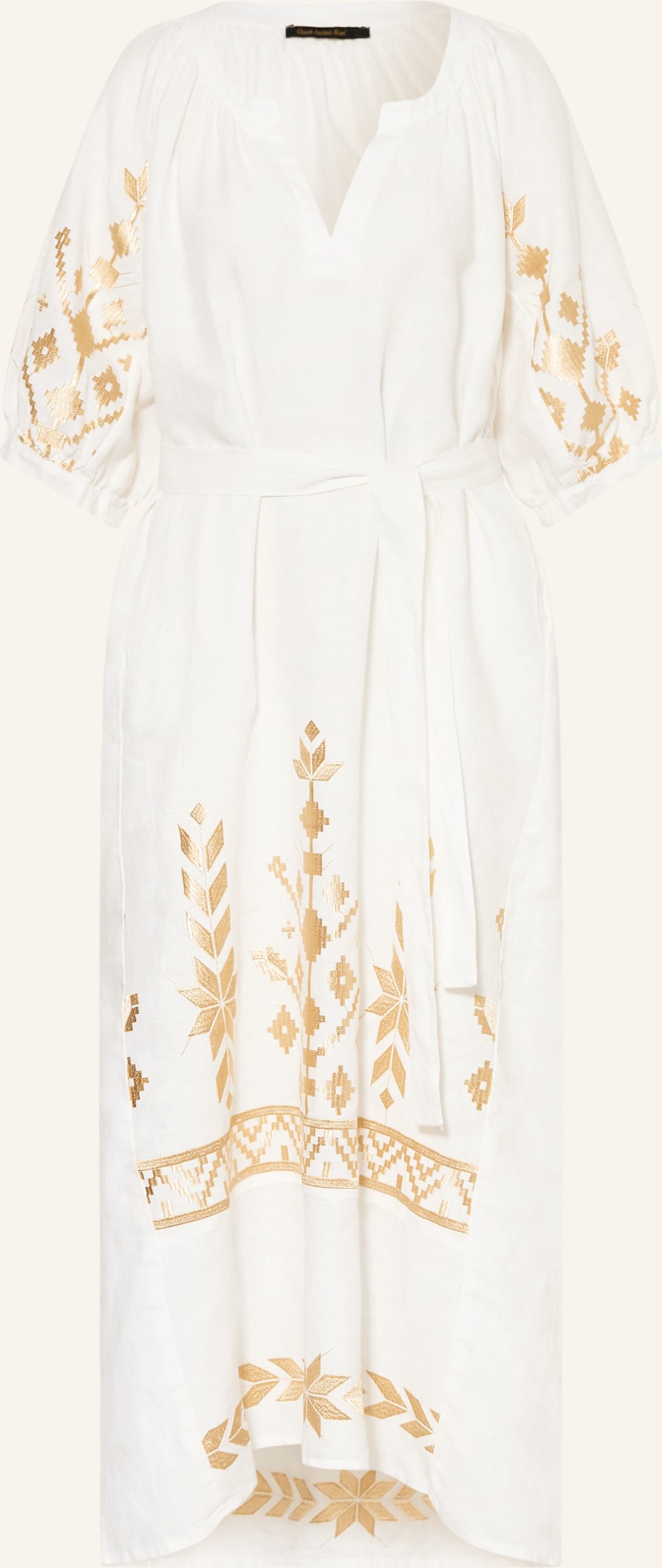 Greek Archaic Kori Strandkleid Ios Aus Leinen Mit 3/4-Arm weiss