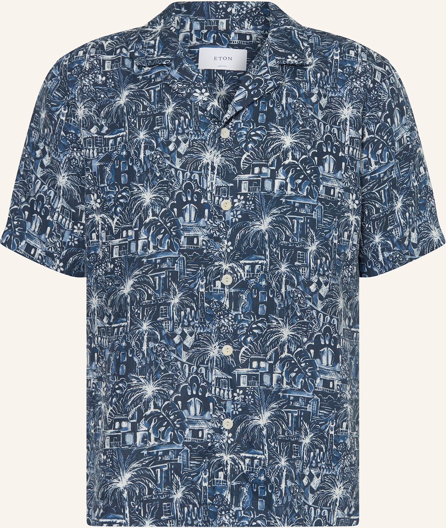 Eton Resorthemd Medium Fit Aus Leinen blau