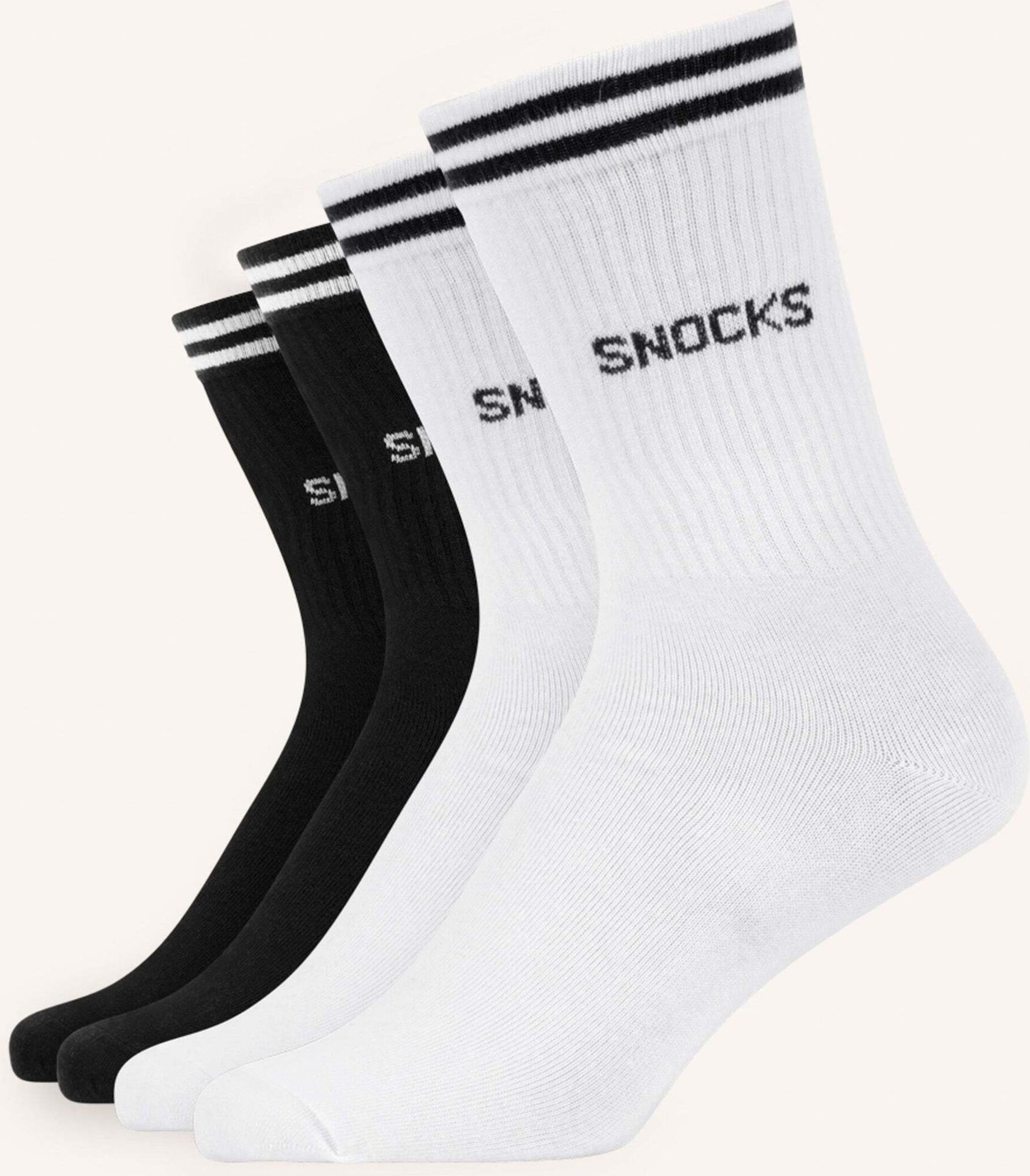 Snocks Hohe Sportsocken Mit Streifen (4 Paare) schwarz