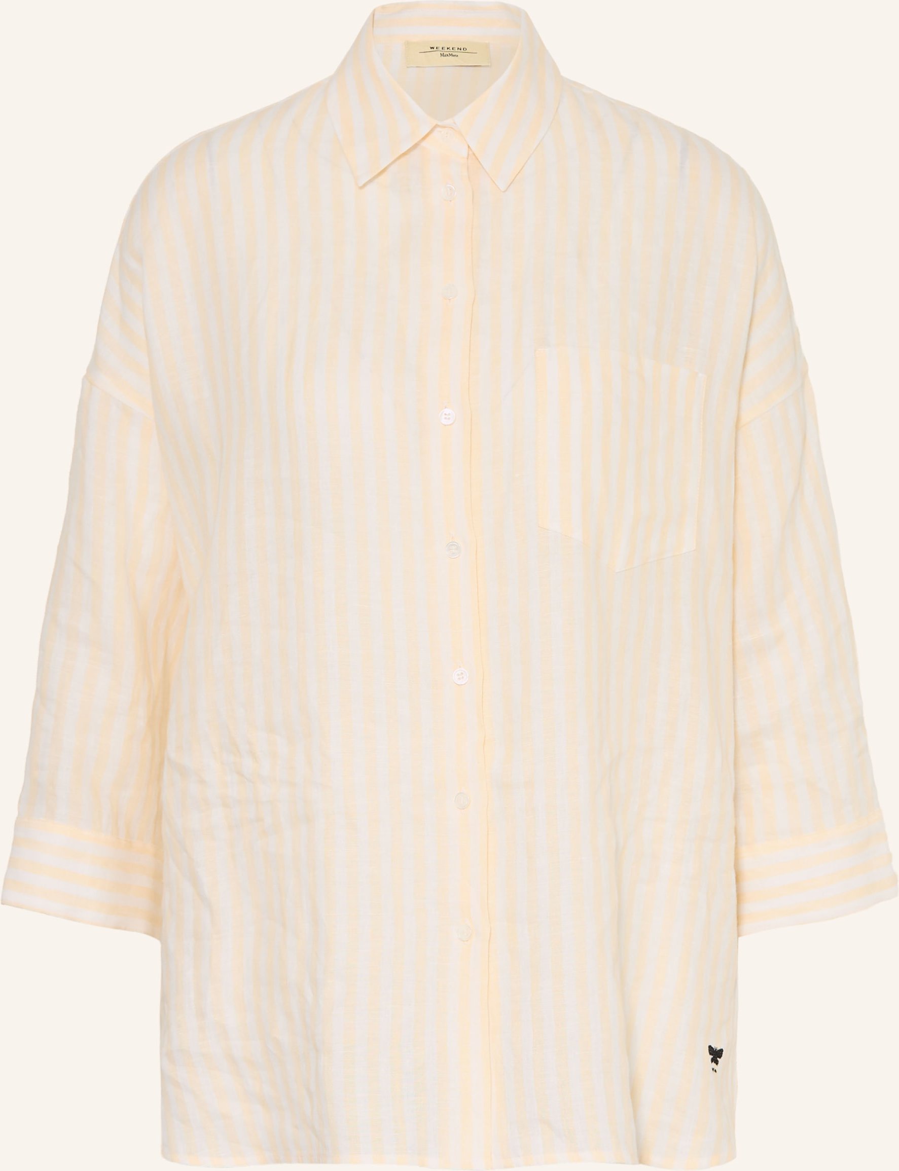 Weekend Max Mara Hemdbluse Panetto Aus Leinen Mit 3/4-Arm gelb