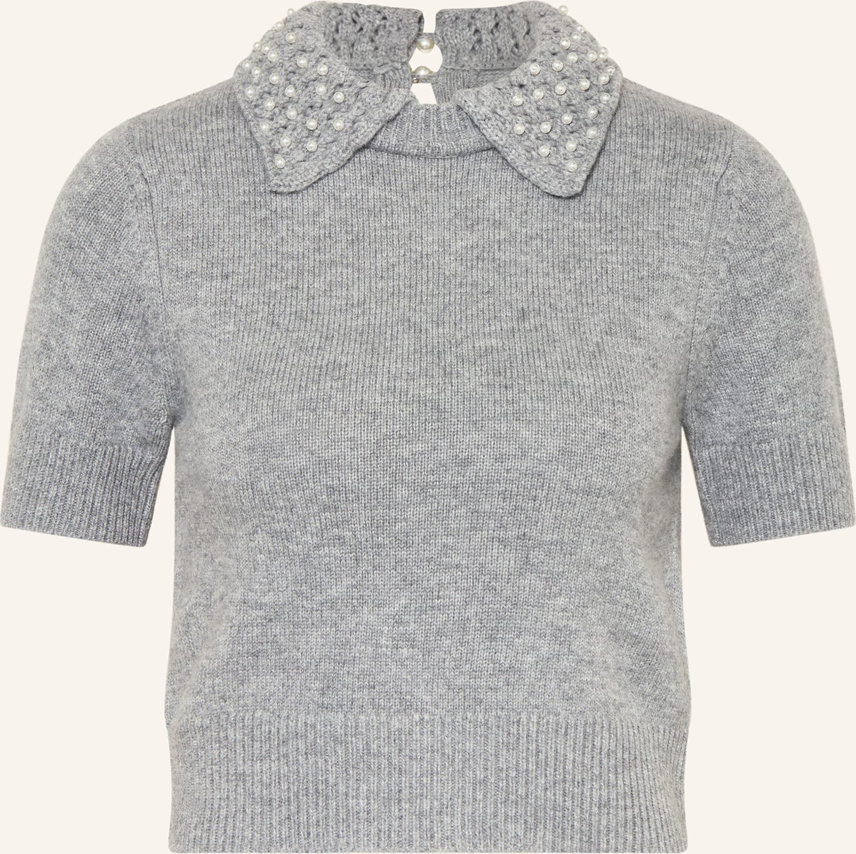Claudie Pierlot Strickshirt Mit Schmuckperlen grau