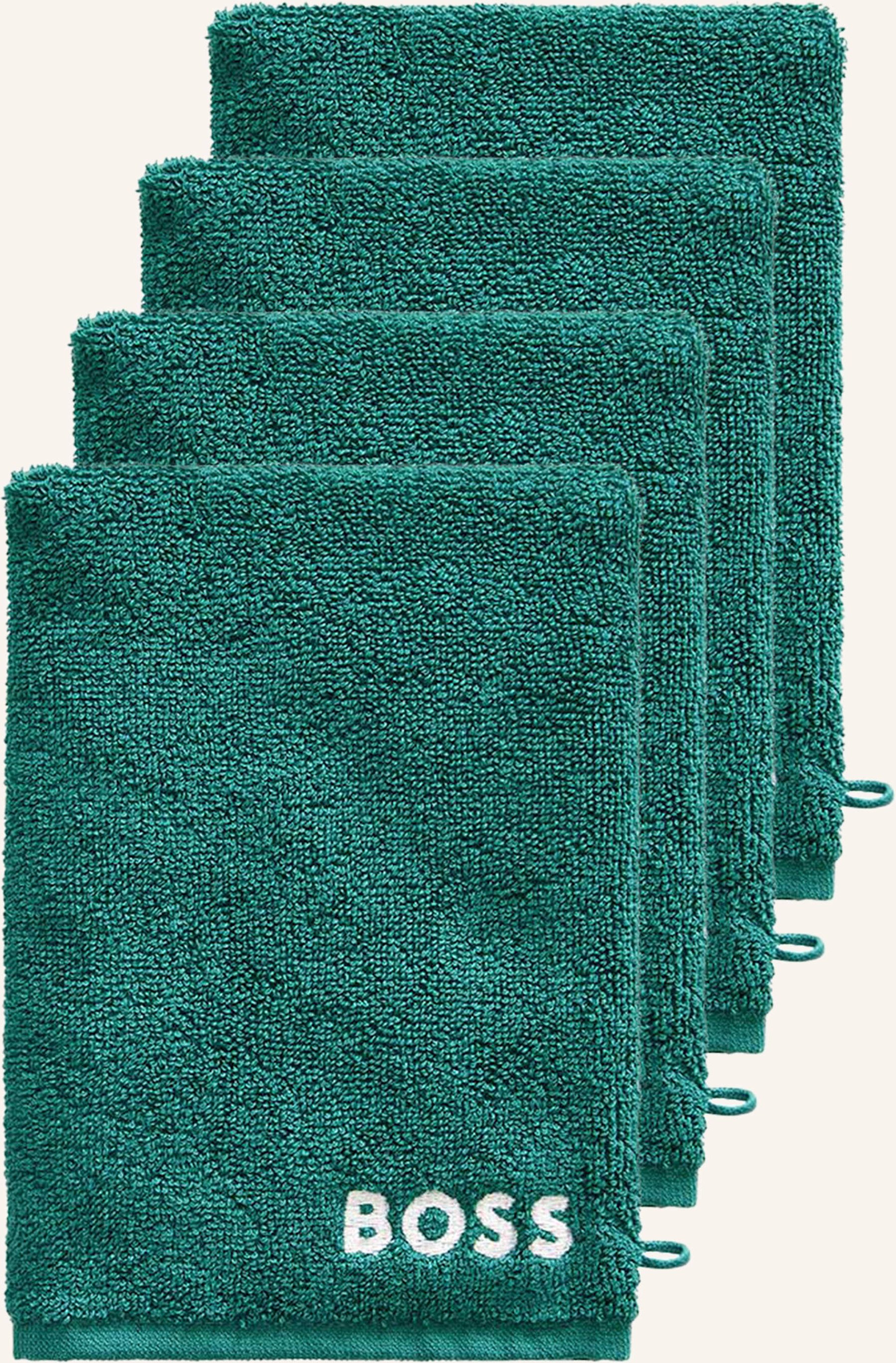 Boss Waschhandschuh 4er Set Plain gruen