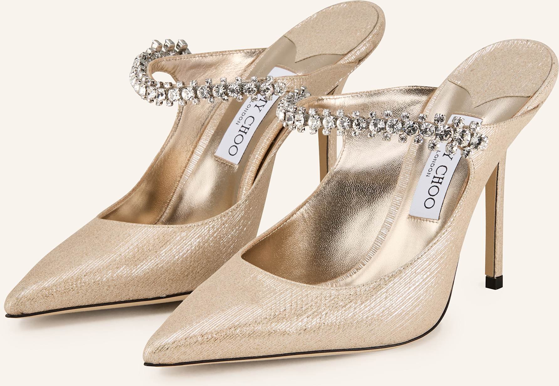 Jimmy Choo Mules Bing Mit Schmucksteinen gold