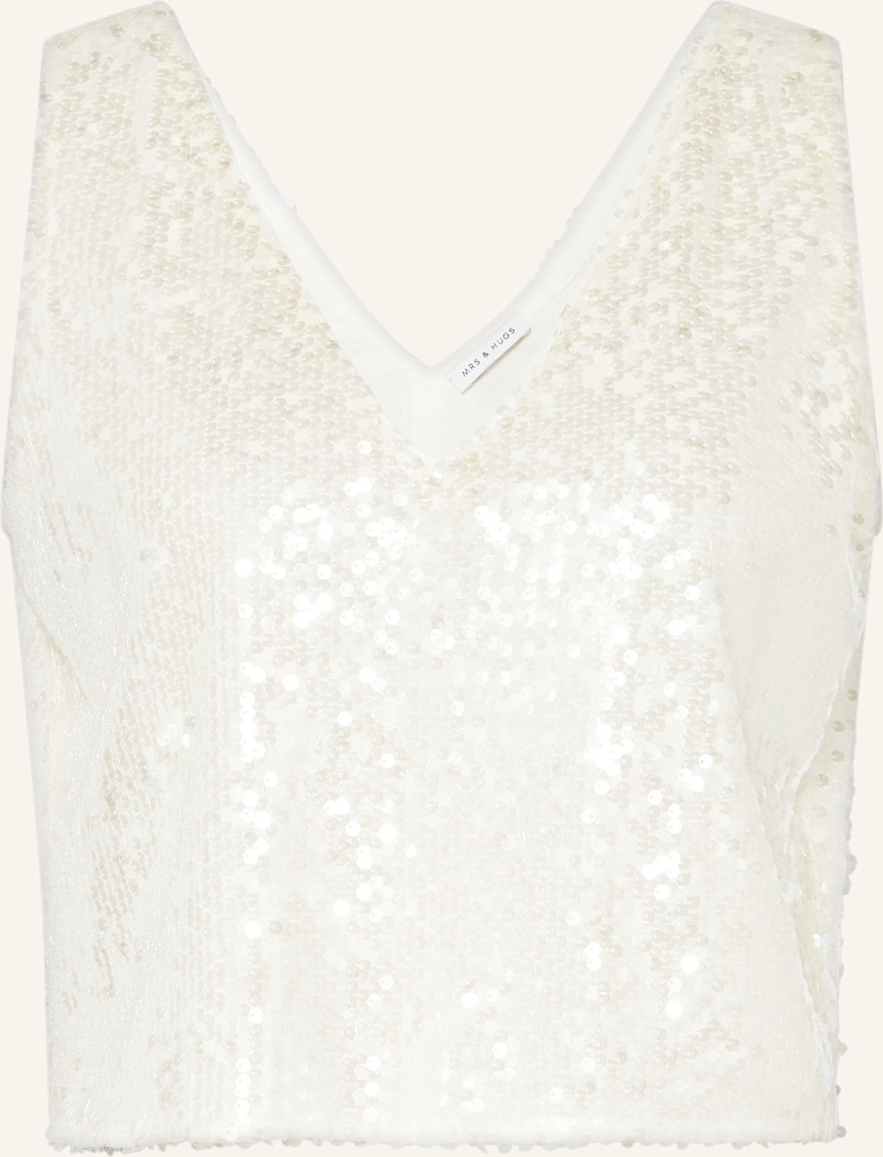 Mrs & Hugs Top Mit Pailletten weiss