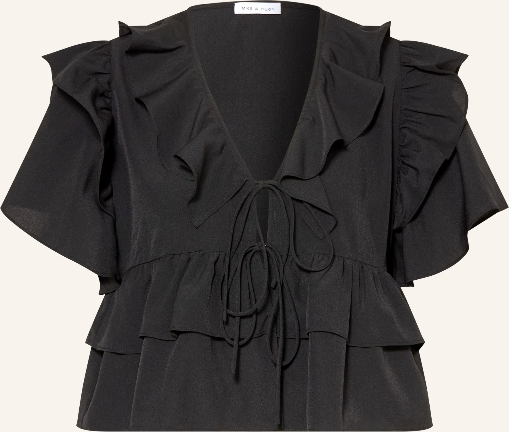 Mrs & Hugs Bluse Mit Volants schwarz