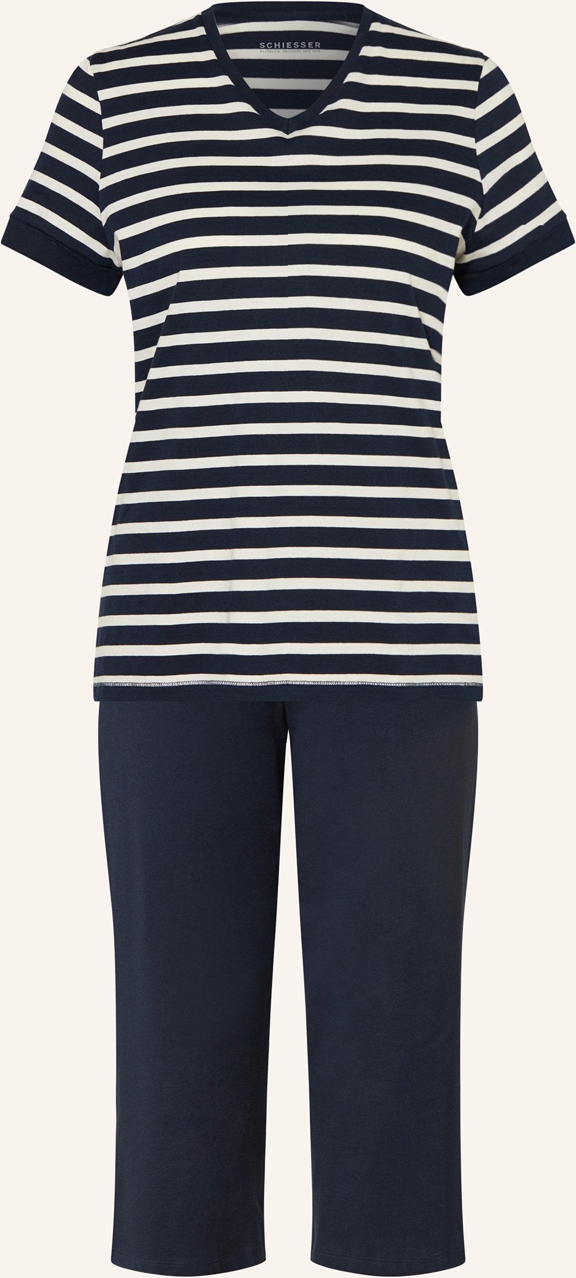 Schiesser 3/4-Schlafanzug Casuals Essentials blau