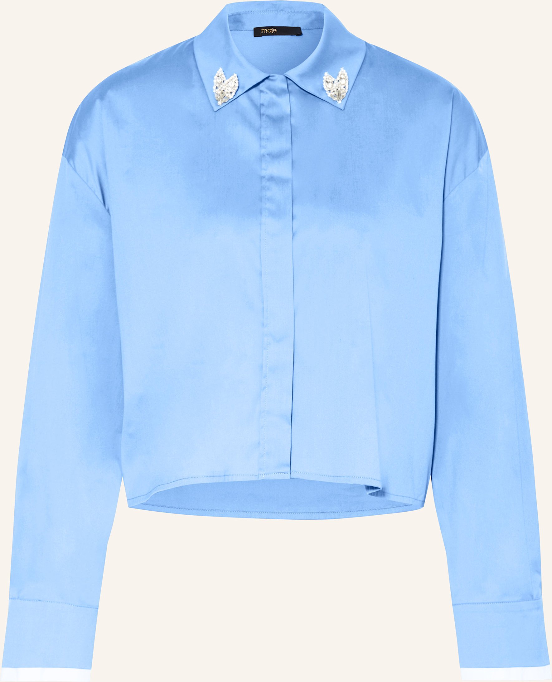 Maje Hemdbluse Cavastrass Mit Abnehmbaren Broschen blau