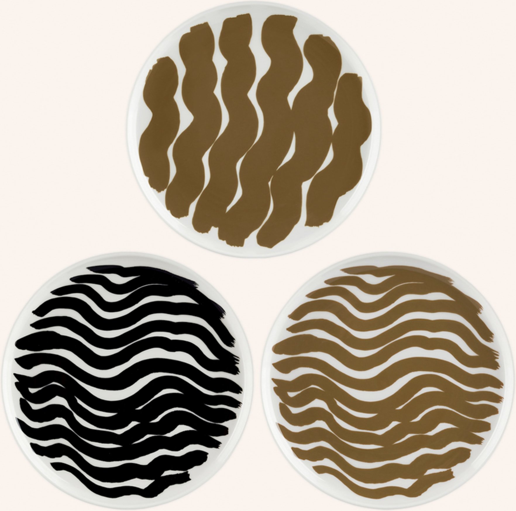 Marimekko 3er-Set Dessertteller Oiva/Hyräily weiss