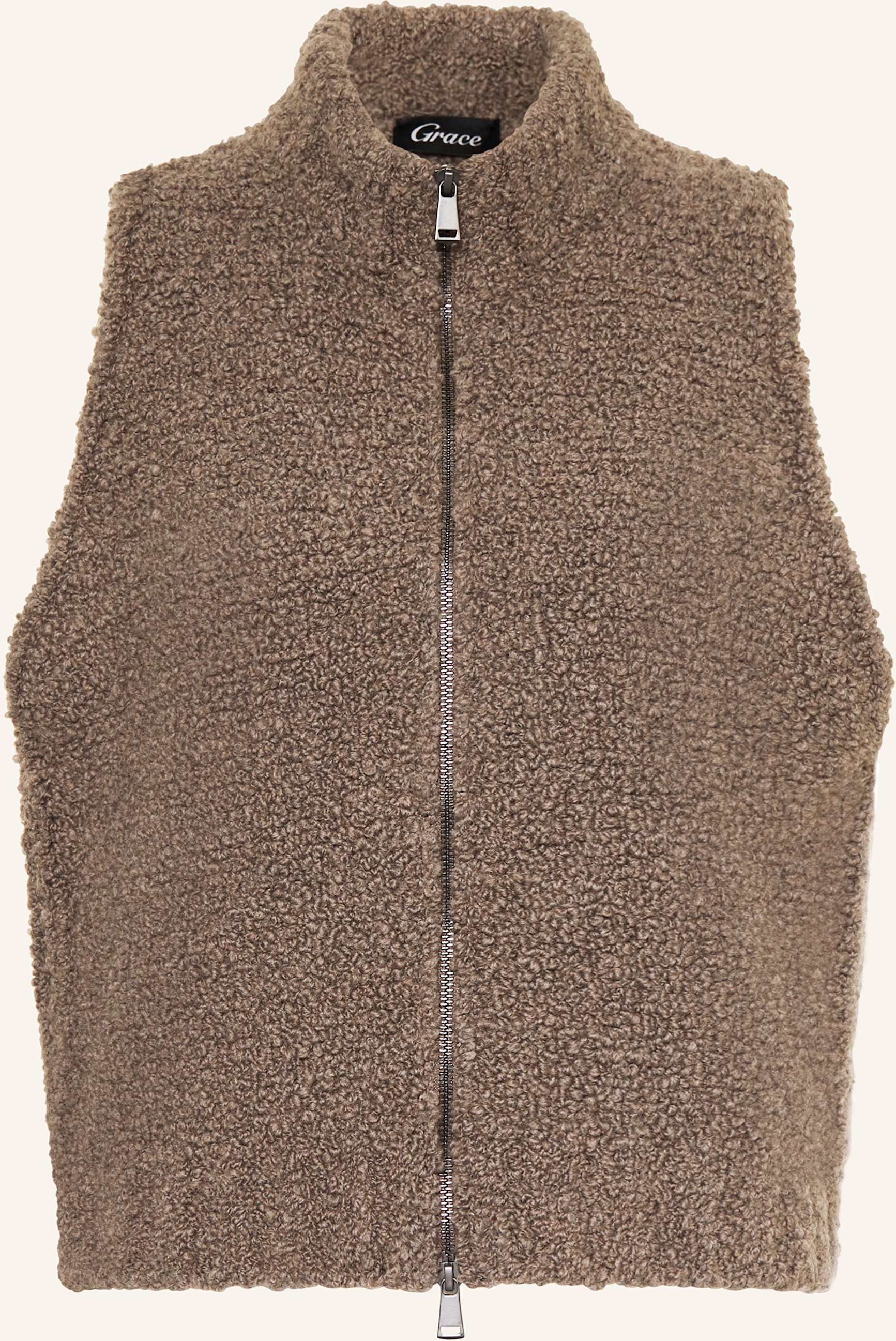 Grace Strickweste Aus Teddyfell beige