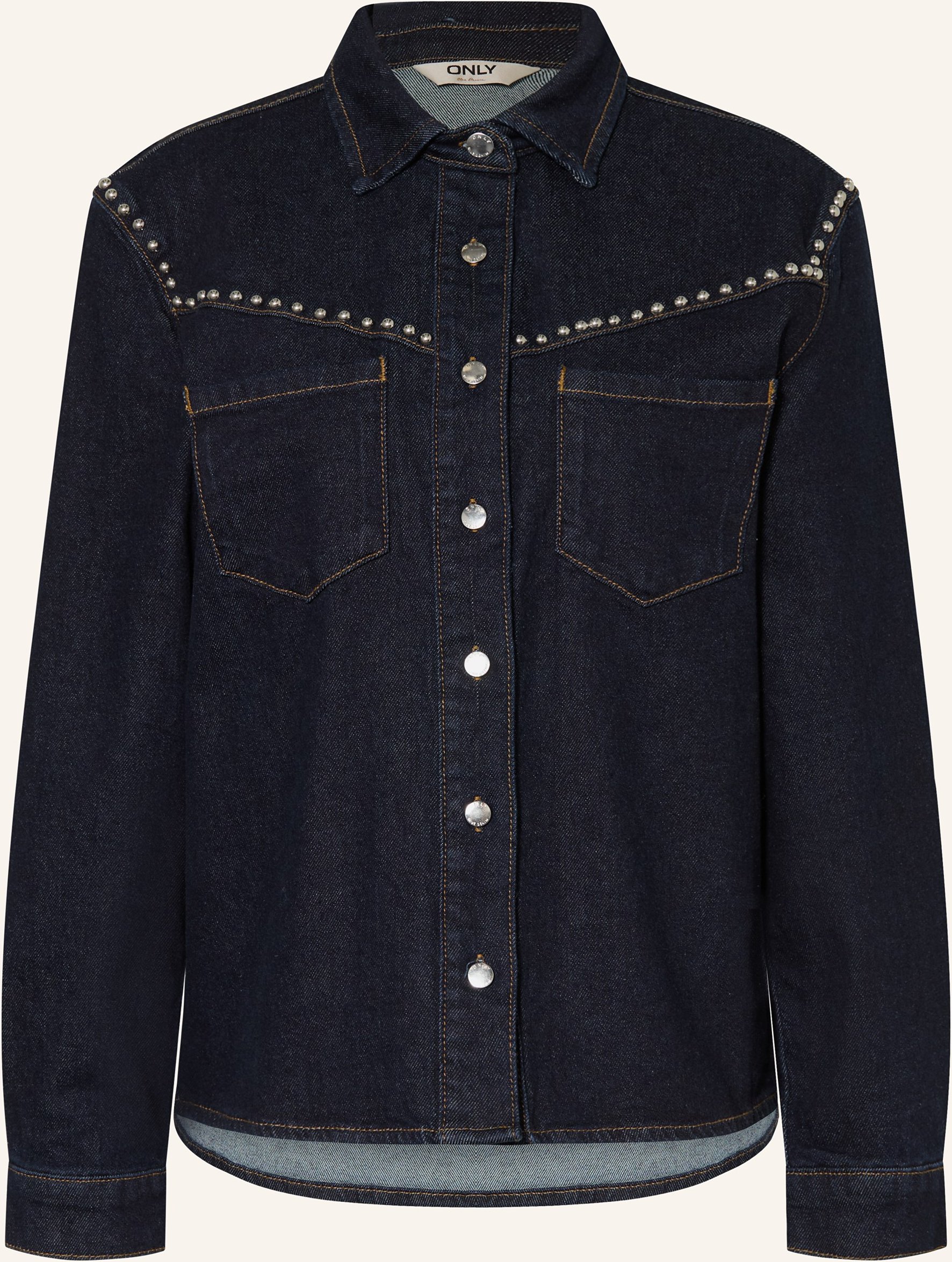 Only Jeansbluse Mit Nieten blau