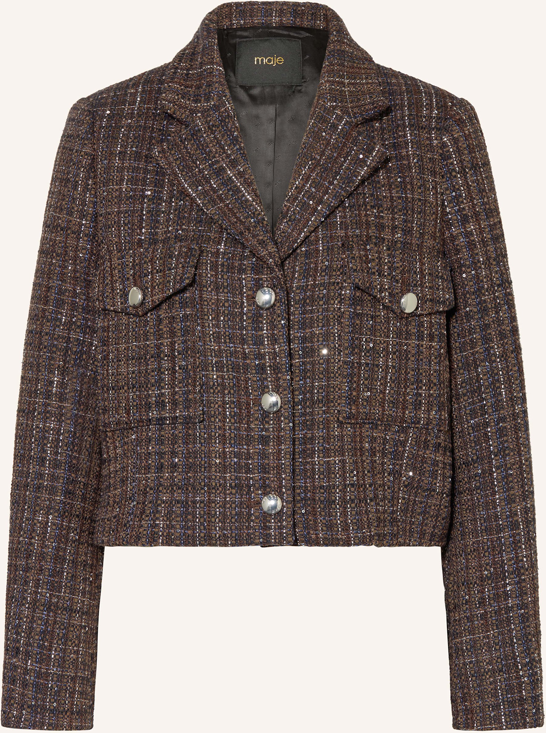 Maje Kastenjacke Mit Glitzergarn Und Pailletten braun