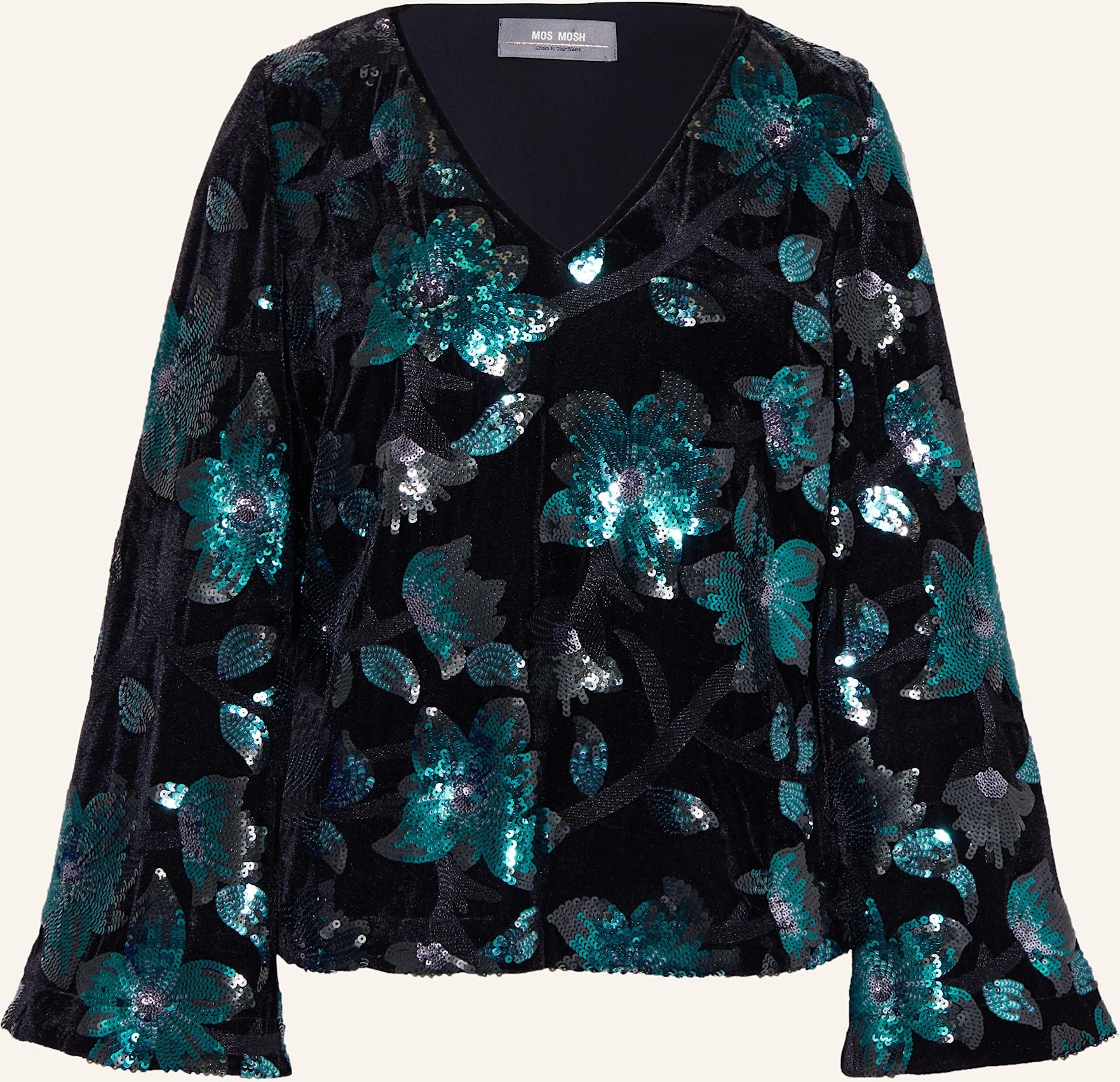 Mos Mosh Blusenshirt Mmlizza Aus Samt Mit Pailletten gruen