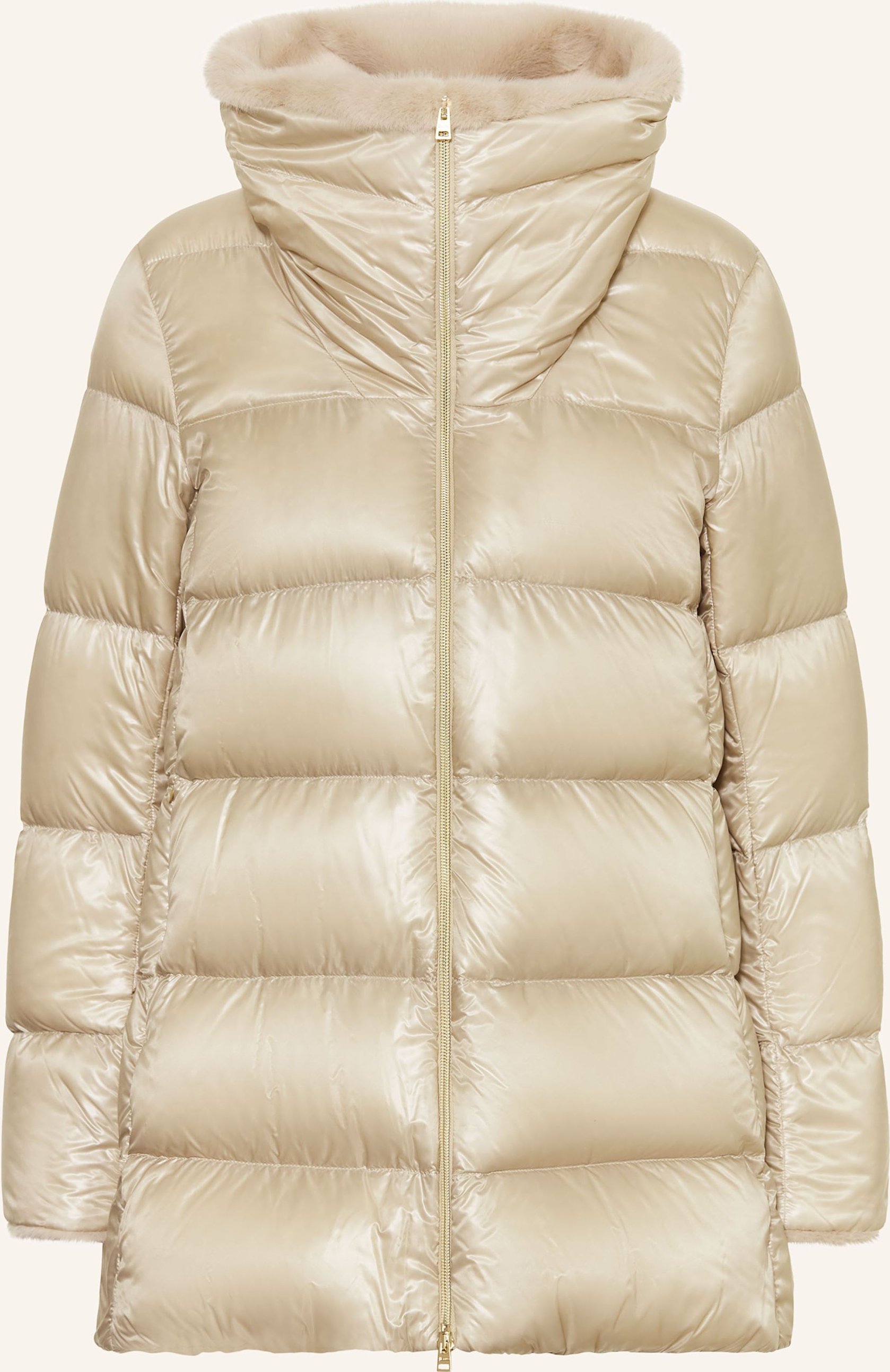 Herno Daunenmantel Mit Kunstfell beige