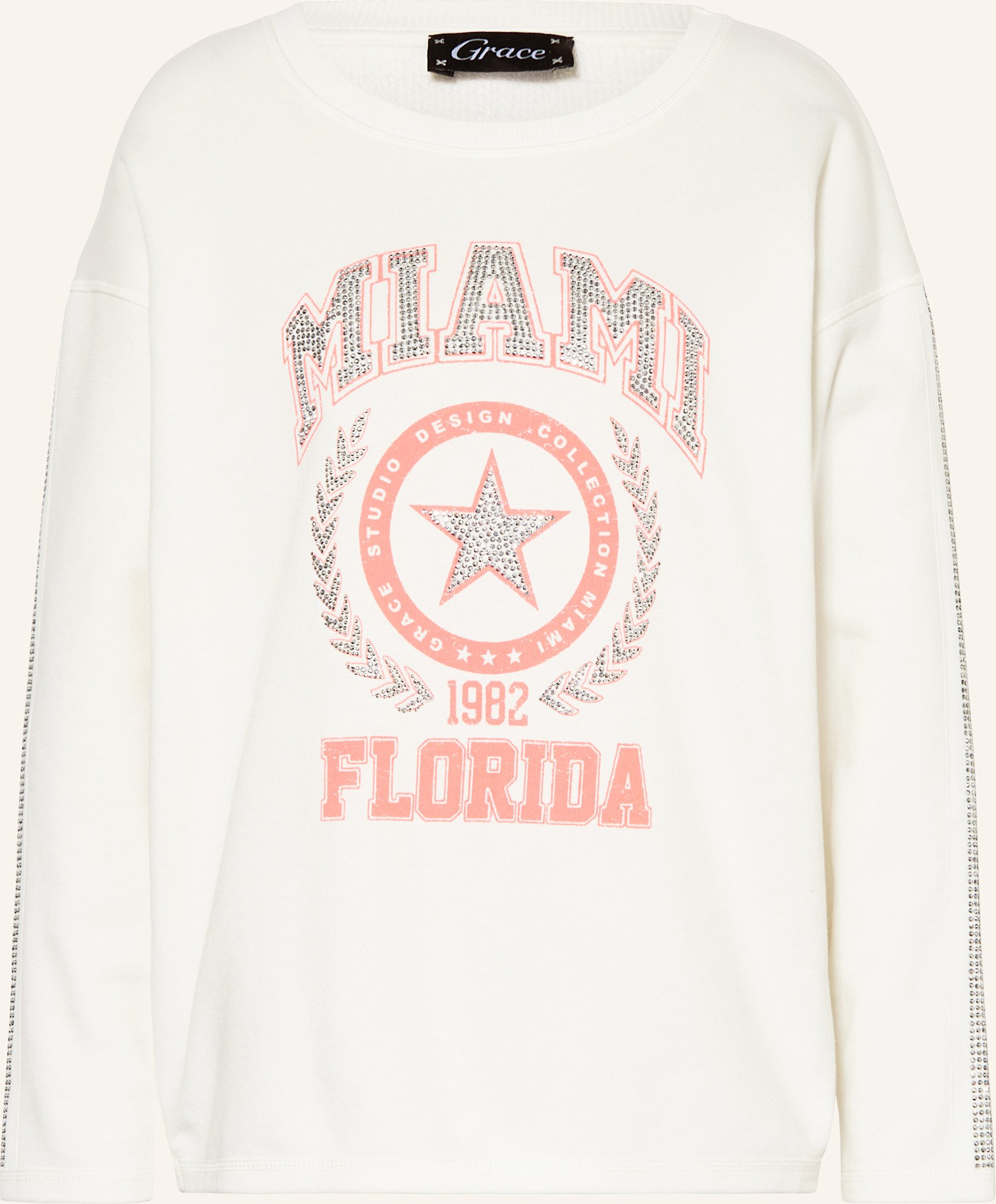 Grace Sweatshirt Mit Schmucksteinen weiss