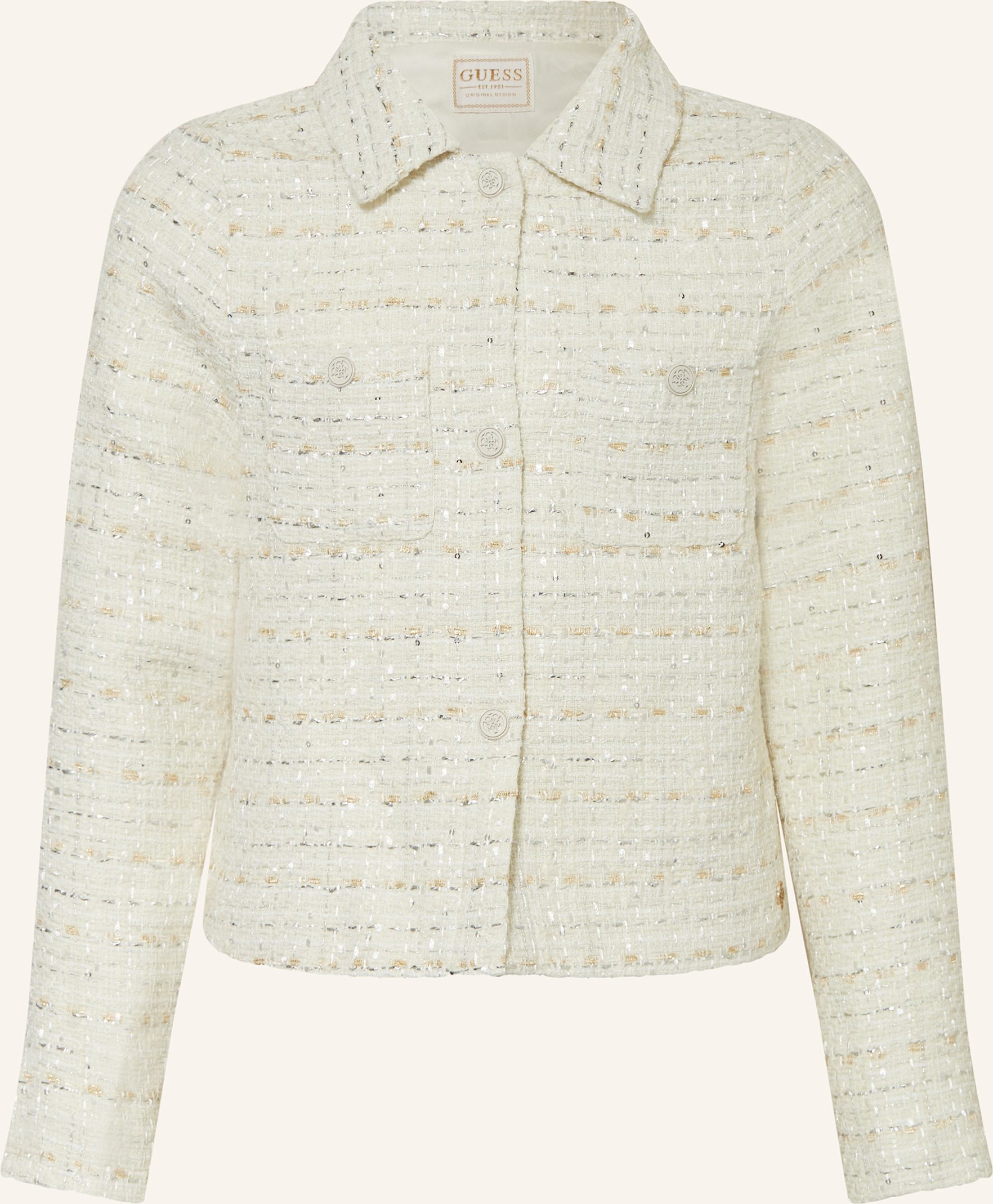 Thumbnail - Guess Tweed-Blazer Mit Glitzergarn weiss