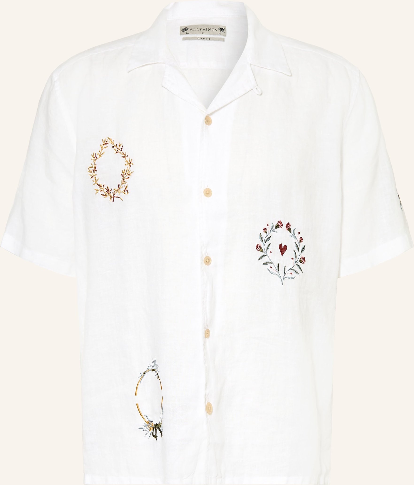 Allsaints Resorthemd Deck Boxy Fit Aus Leinen beige