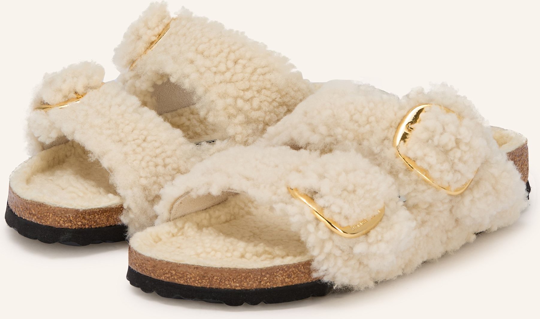 Birkenstock Pantoletten Arizona Big Buckle Fur beige