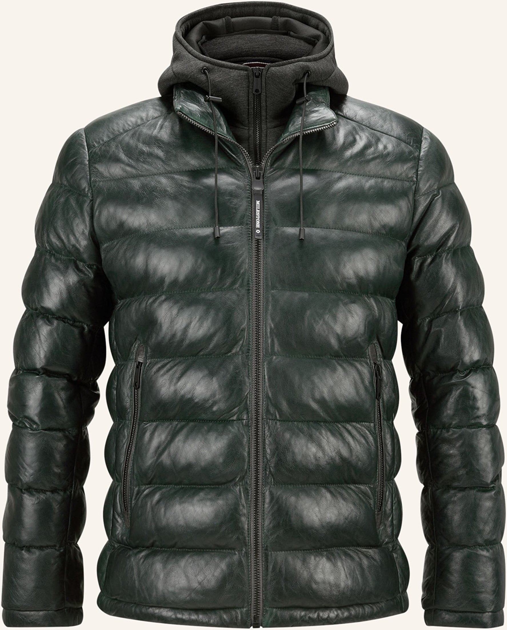 Milestone Steppjacke Mscallisto Aus Leder Mit Herausnehmbarer Blende gruen