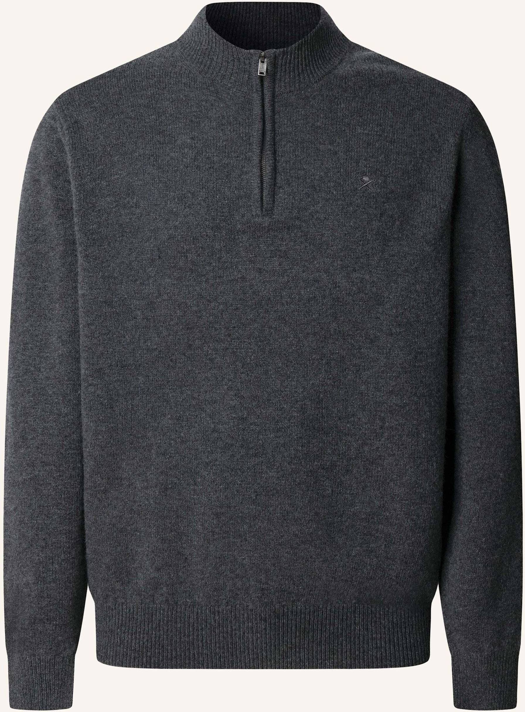 Hackett London Pullover Lambswool Hzip grau