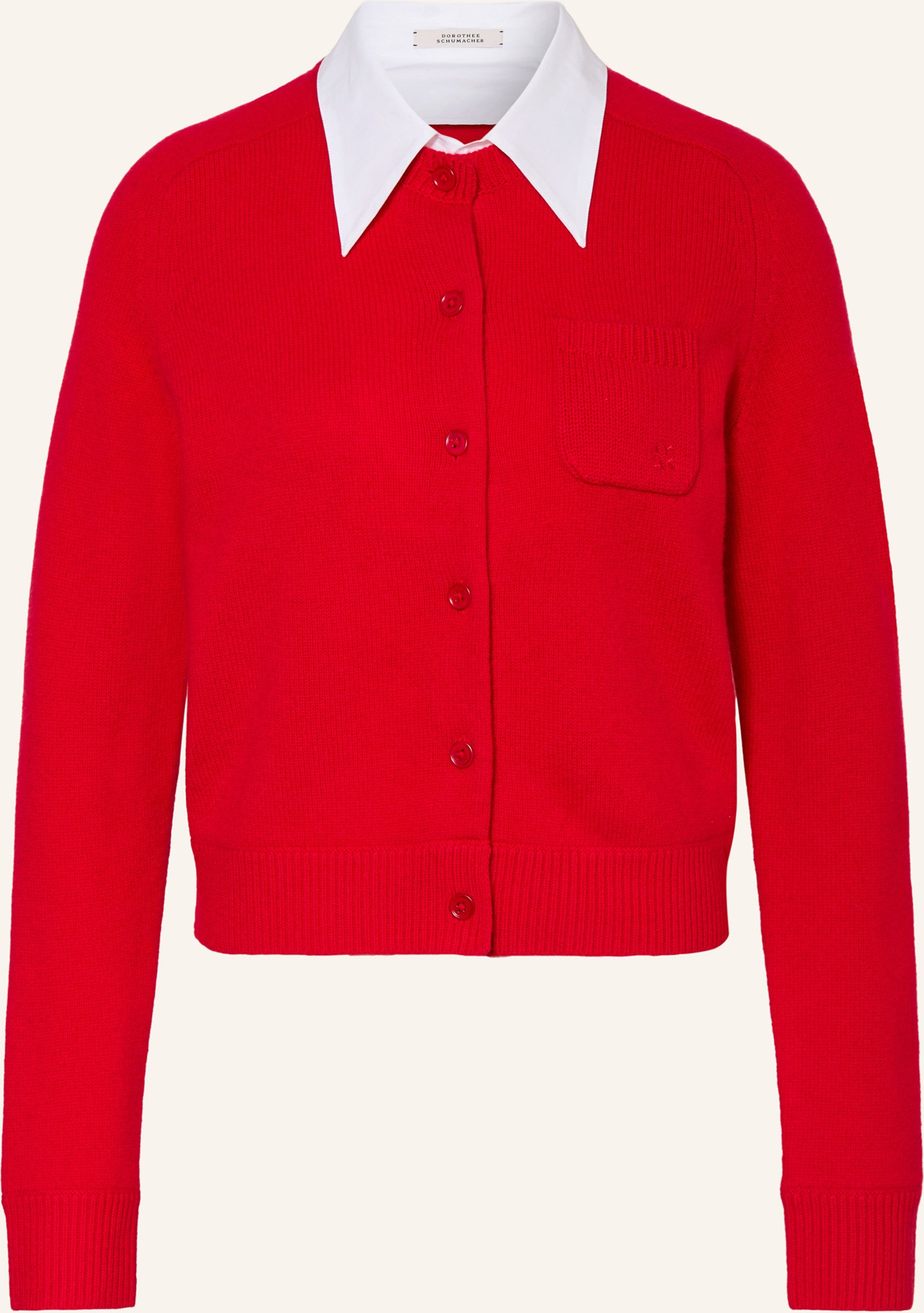 Dorothee Schumacher Strickjacke Elegant Statements Mit Cashmere Und Abnehmbarem Kragen rot