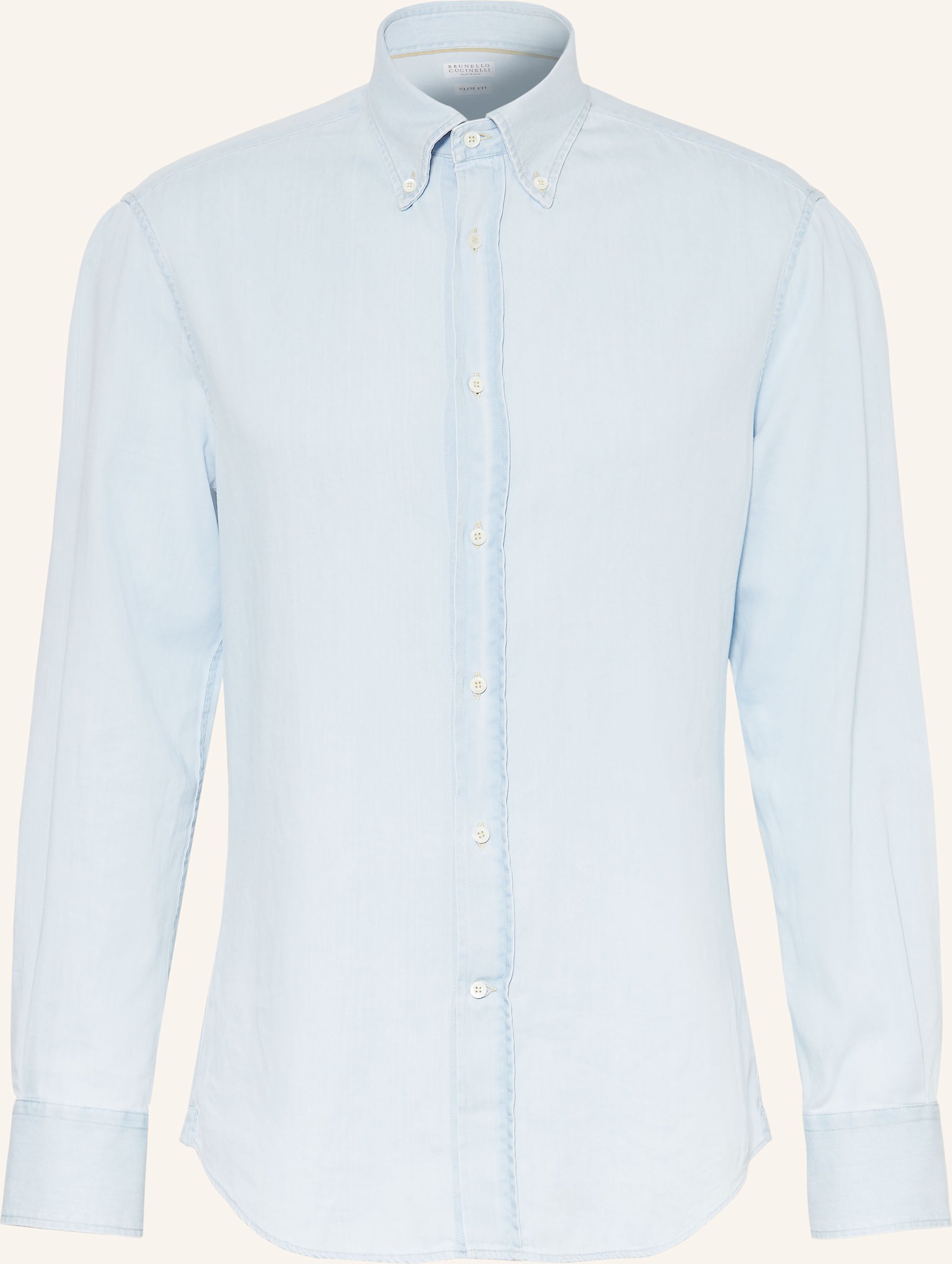 Brunello Cucinelli Hemd Slim Fit In Jeansoptik blau