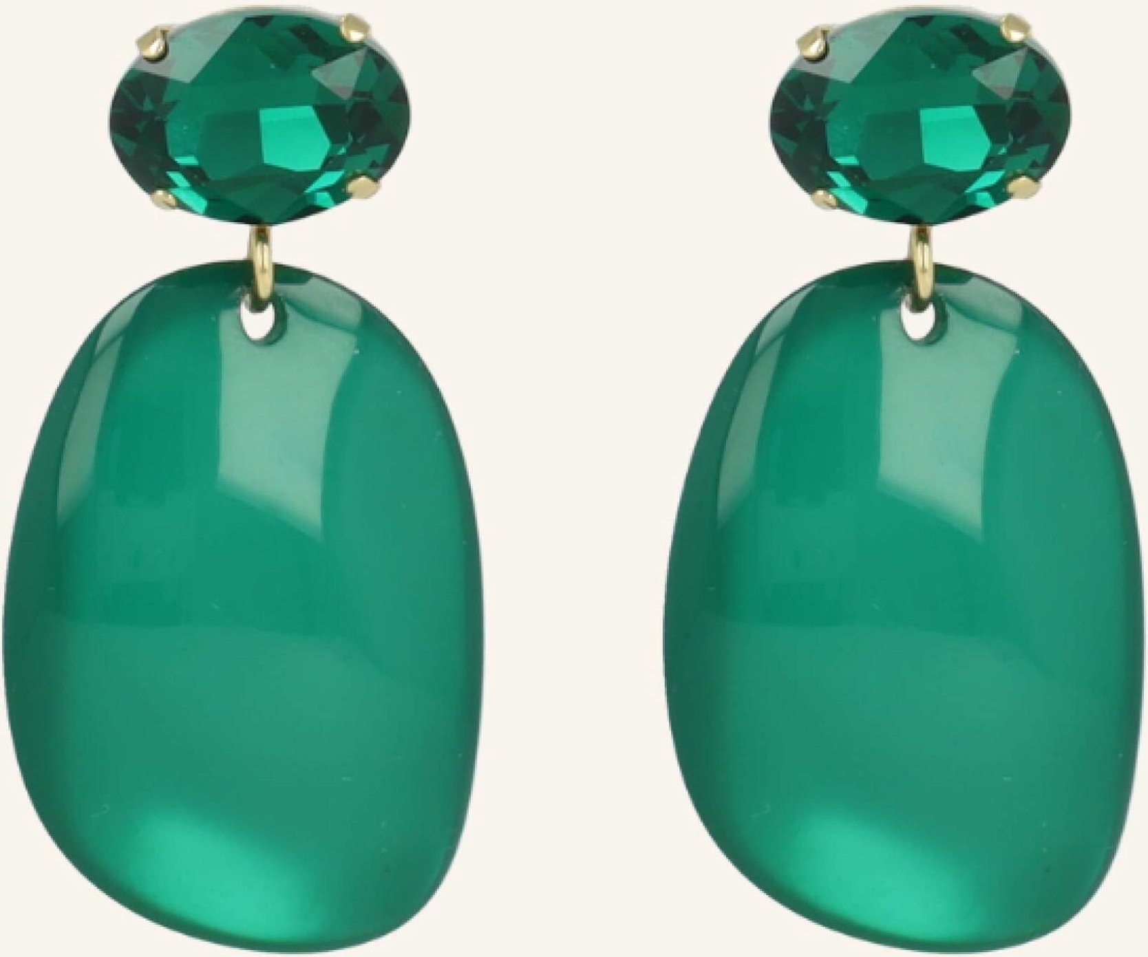 Lott.Gioielli Ohrringe Aurora Asymmetric Oval L Emerald By Glambou gold