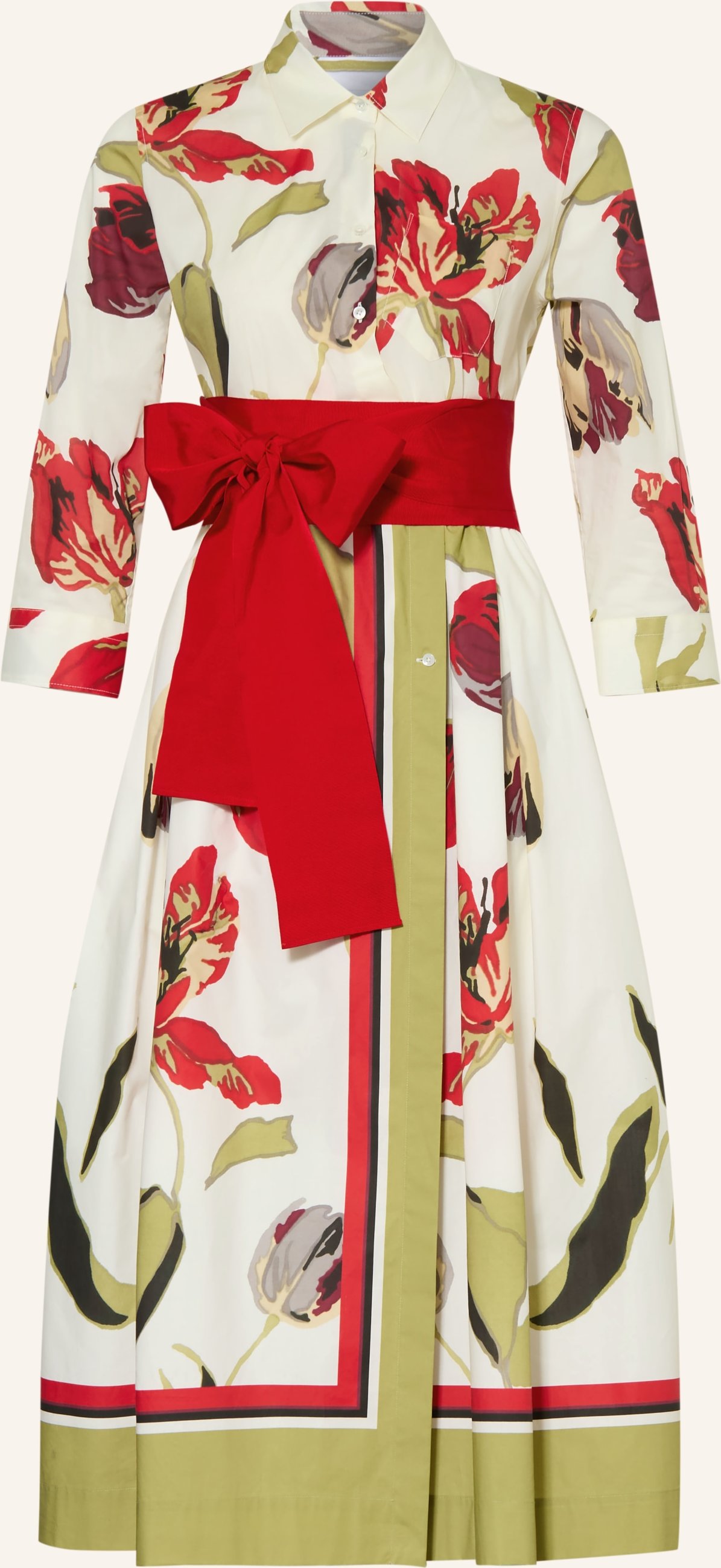 Sara Roka Hemdblusenkleid Elena Mit 3/4-Arm weiss