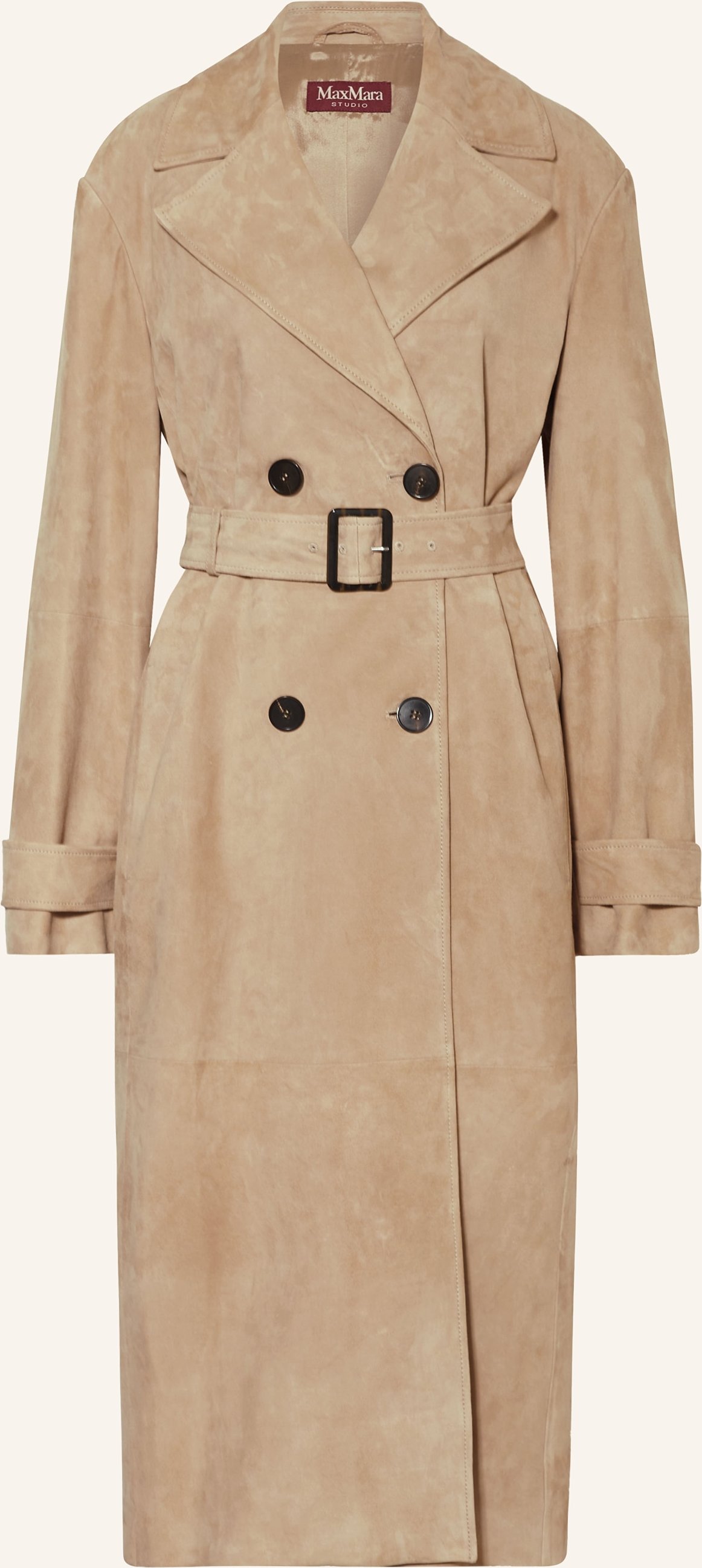 Thumbnail - Max Mara Studio Trenchcoat Farnese Aus Leder beige