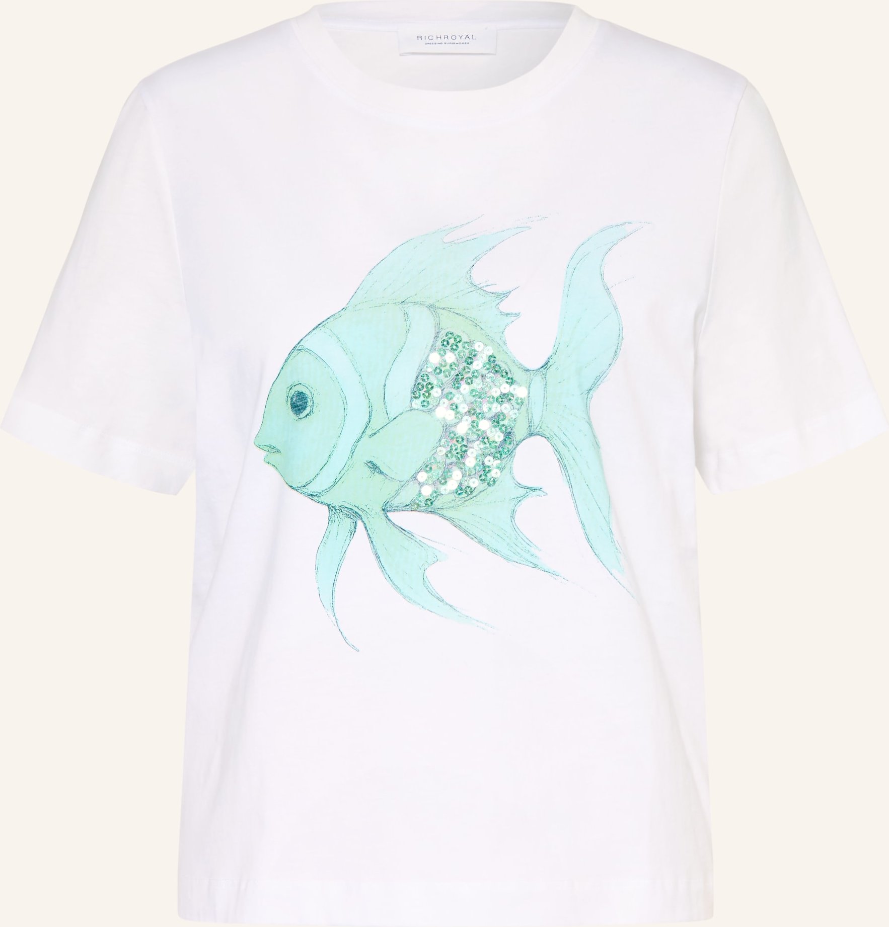 Rich & Royal T-Shirt Mit Pailletten weiss