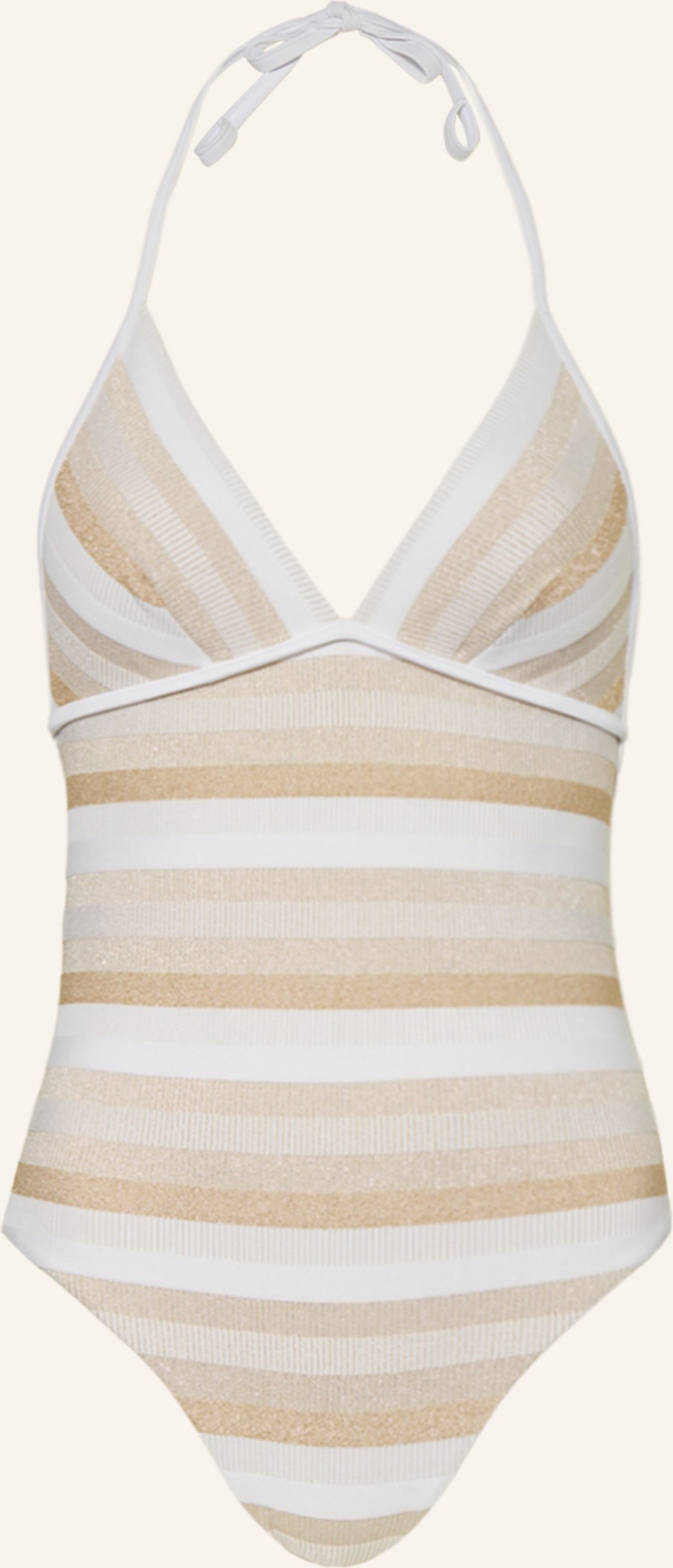 Max Mara Beachwear Neckholder-Badeanzug Carina Mit Glitzergarn weiss