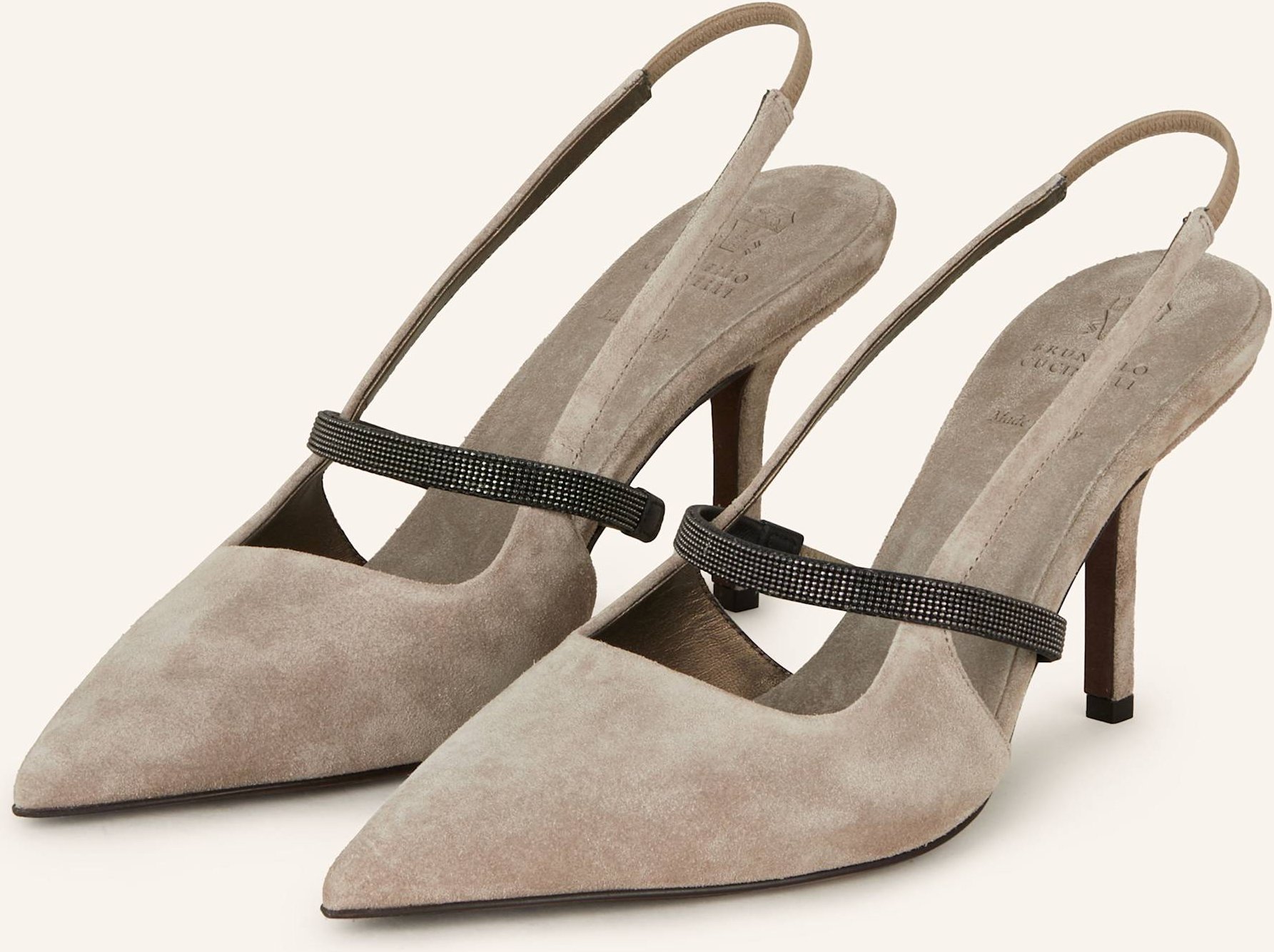 Thumbnail - Brunello Cucinelli Slingpumps Mit Schmucksteinen grau